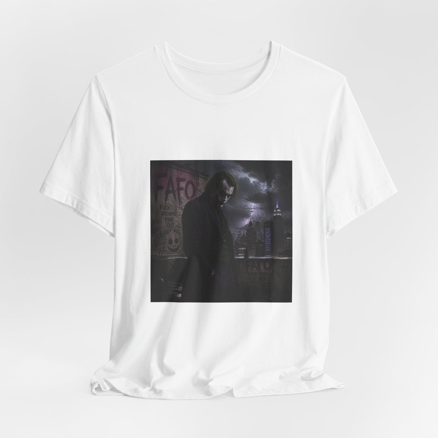 Dark Cityscape Graphic Tee — Moody Joker Night Design