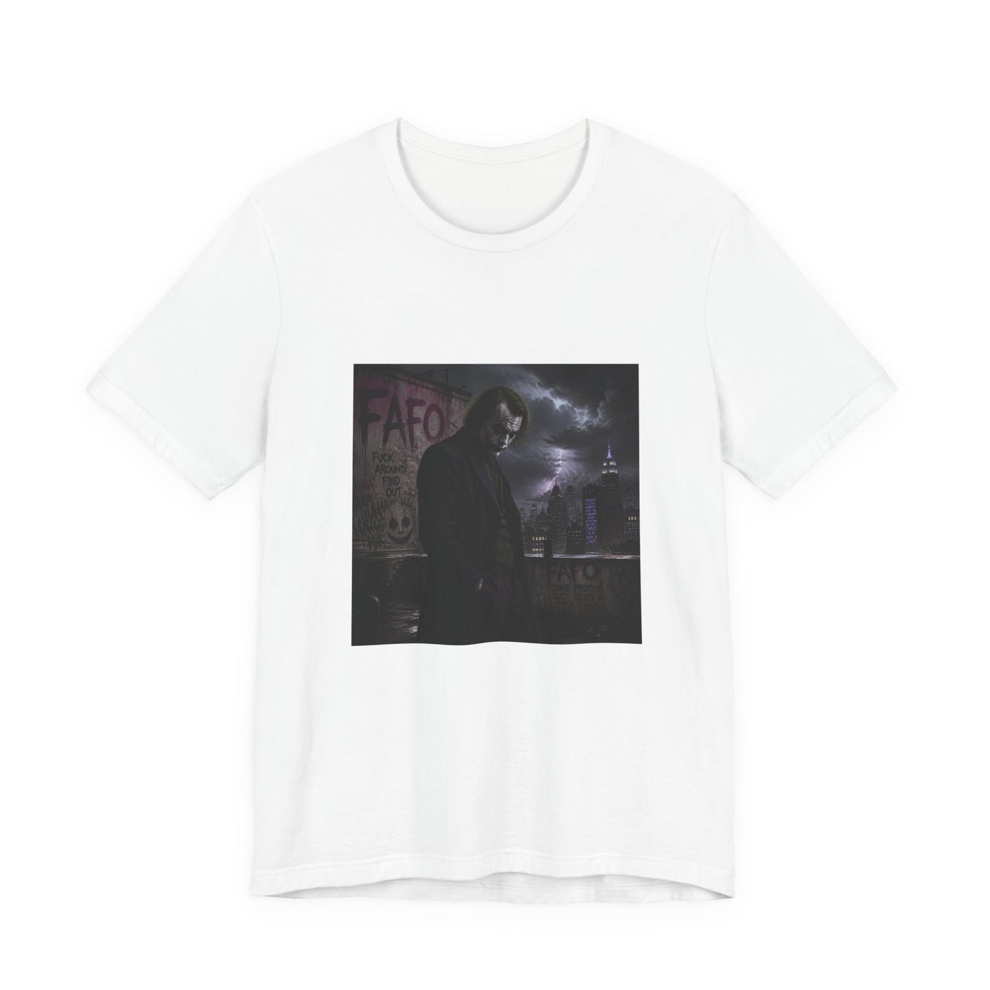 Dark Cityscape Graphic Tee — Moody Joker Night Design