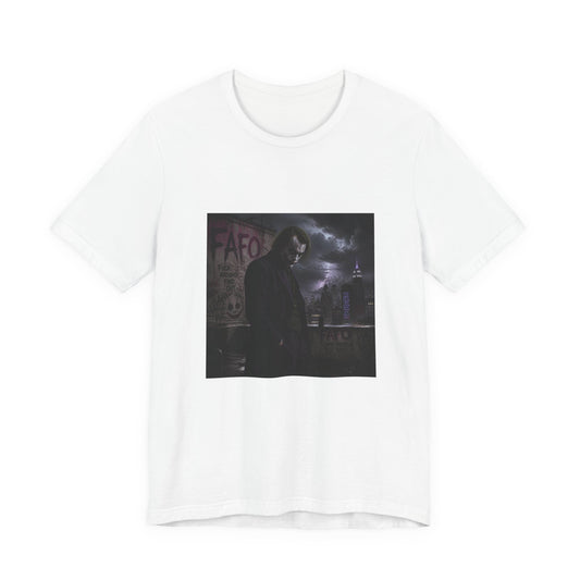 Dark Cityscape Graphic Tee — Moody Joker Night Design