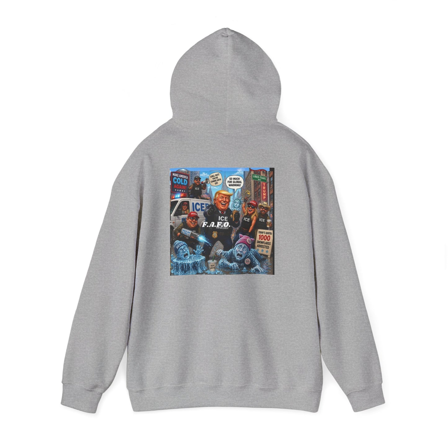 Political Collage Hoodie — Vintage Protest Pop-Art Sweatshirt (ICE, MAGA, 2020s)