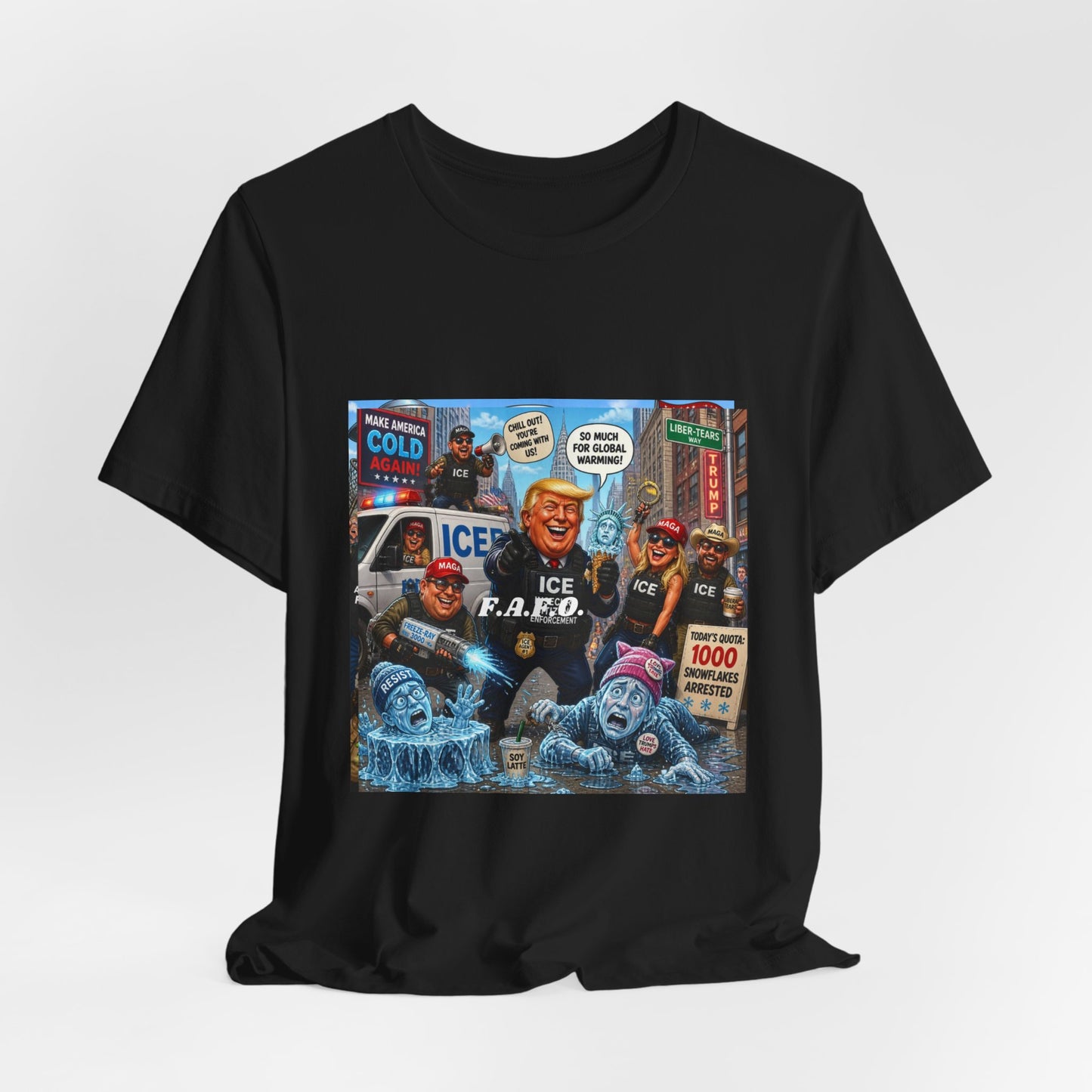 Political Satire T‑Shirt — ICE F.A.F.O. Collage Graphic Tee