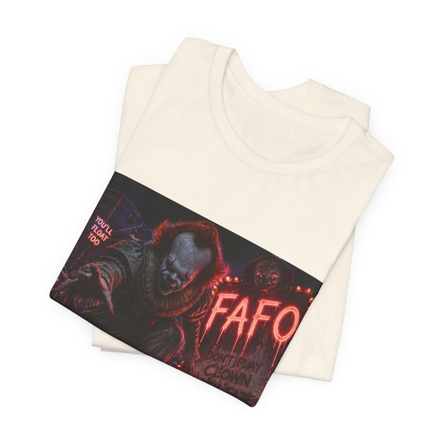 Horror Clown Graphic Tee – FAFO Neon Scare Short Sleeve T-Shirt