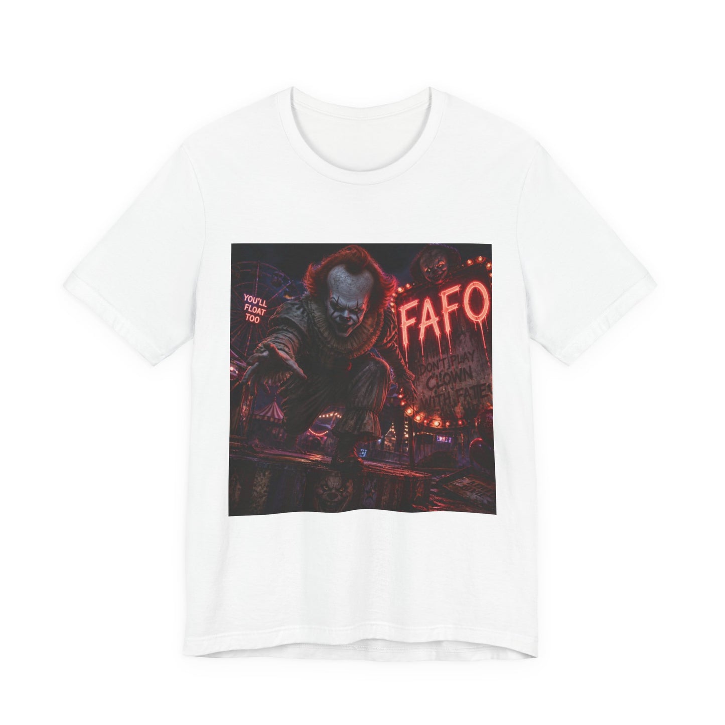 Horror Clown Graphic Tee — 'FAFO' Neon Carnival T-Shirt