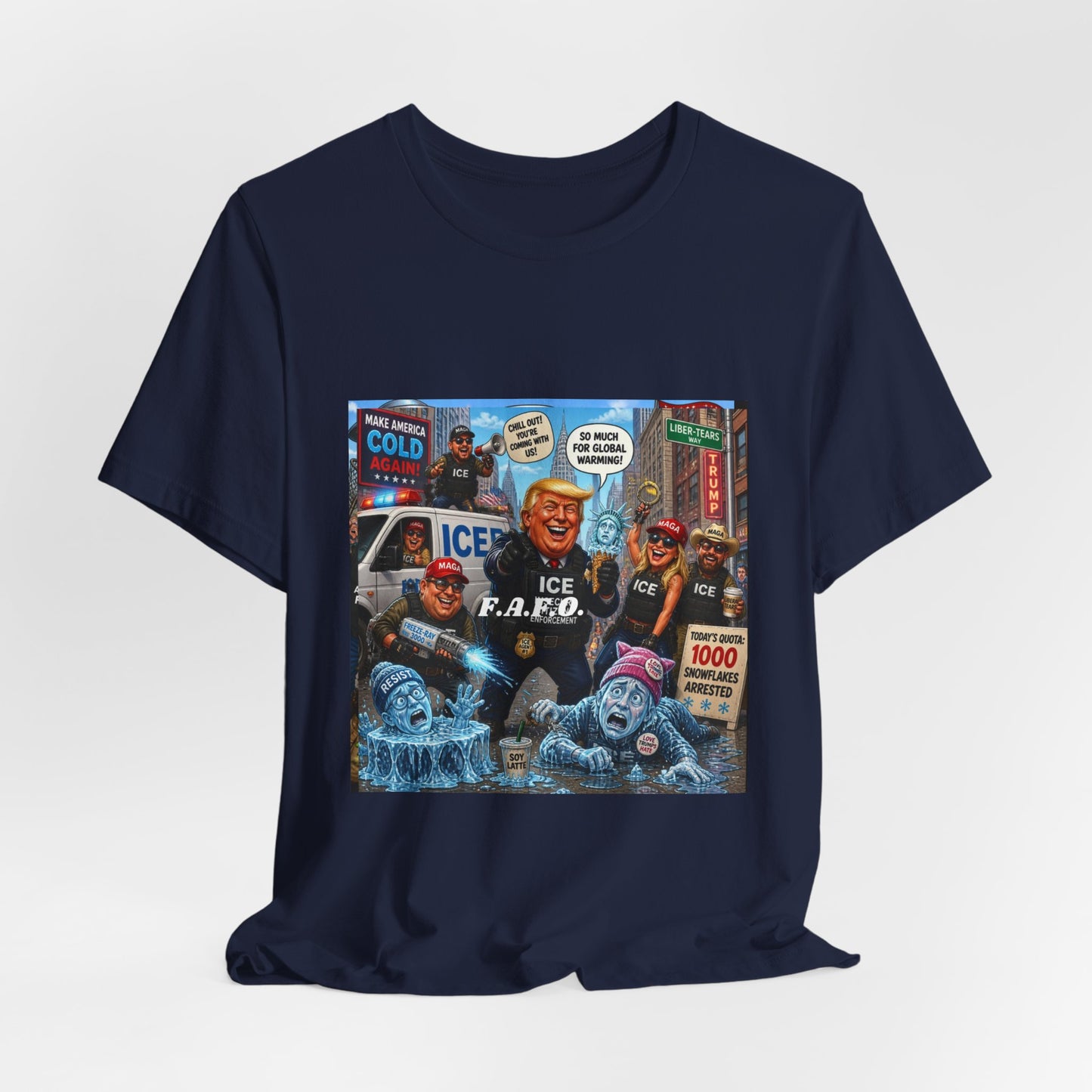 Political Satire T‑Shirt — ICE F.A.F.O. Collage Graphic Tee