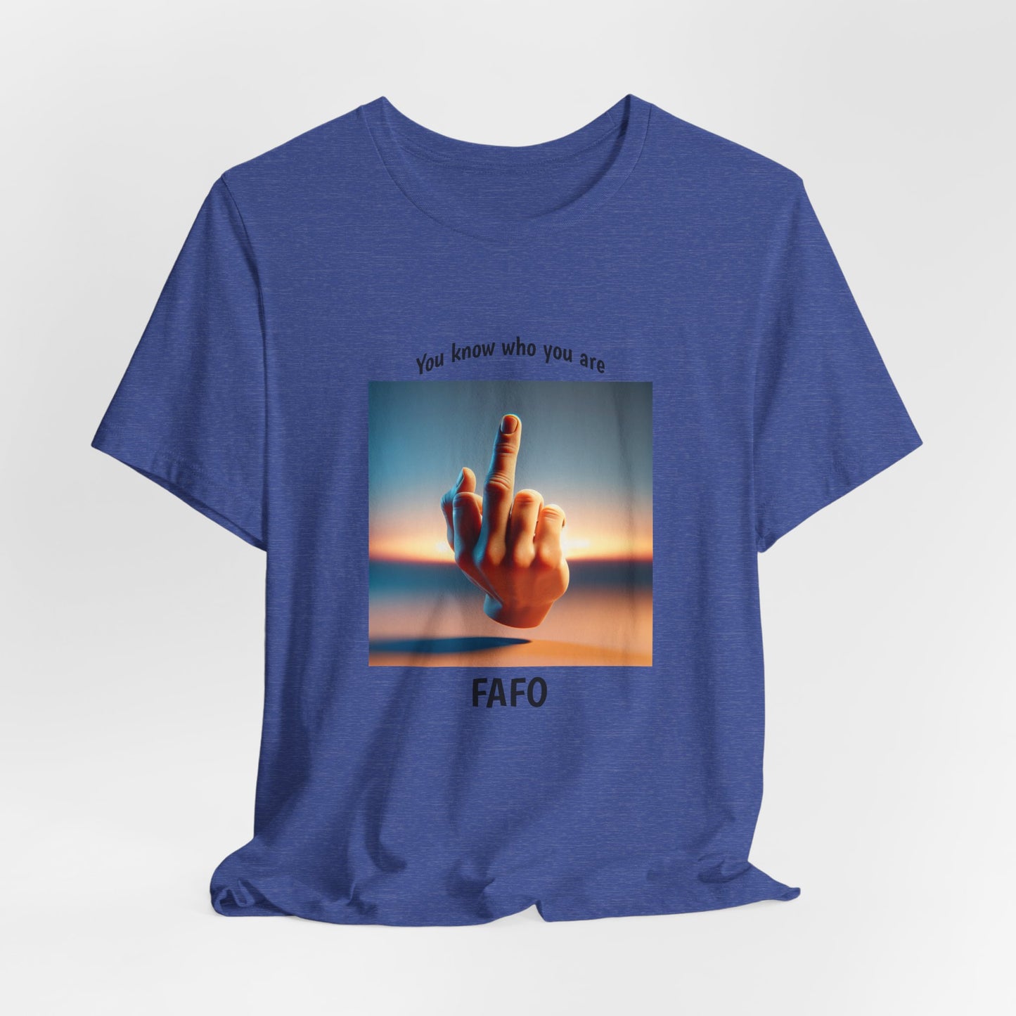 Sunset Middle Finger Graphic Tee – 'FAHO' Casual Statement T-Shirt
