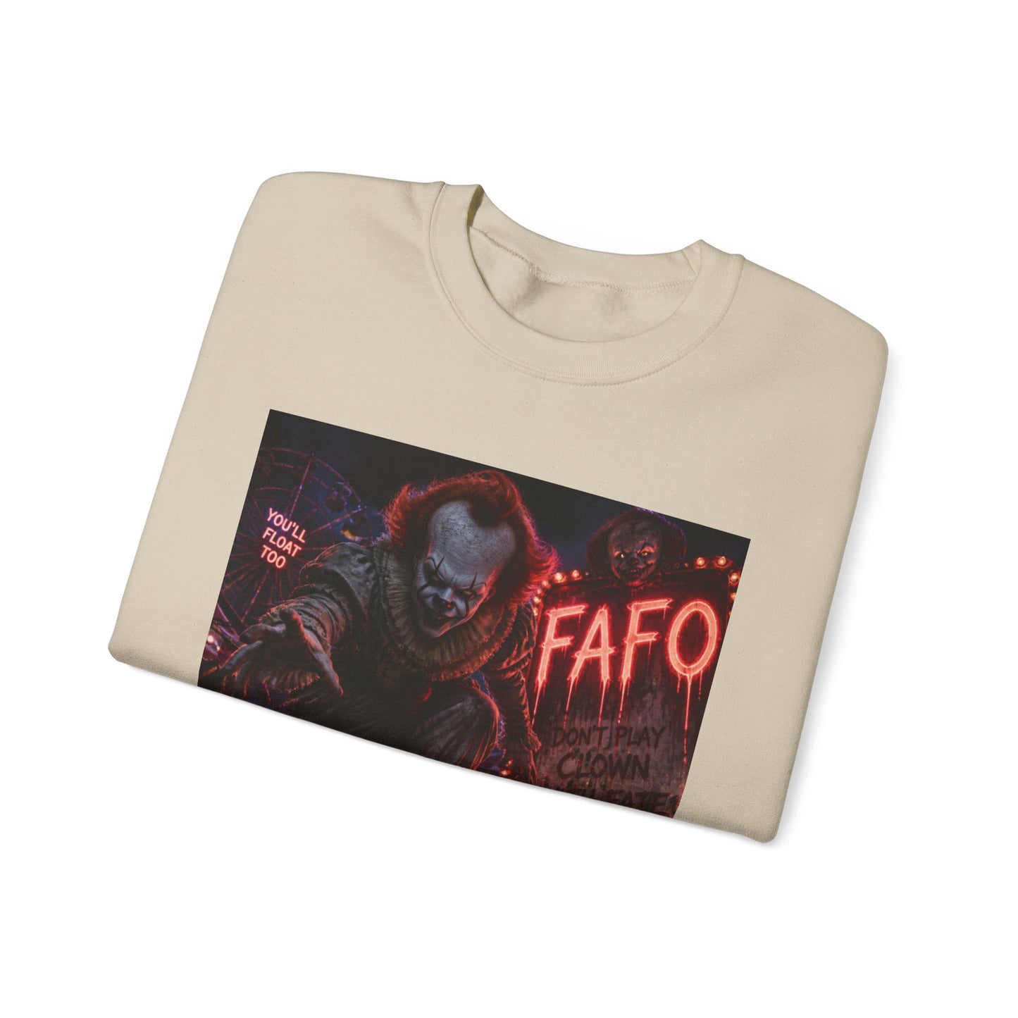 Horror Clown Crewneck Sweatshirt – Neon Carnival Pennywise Design