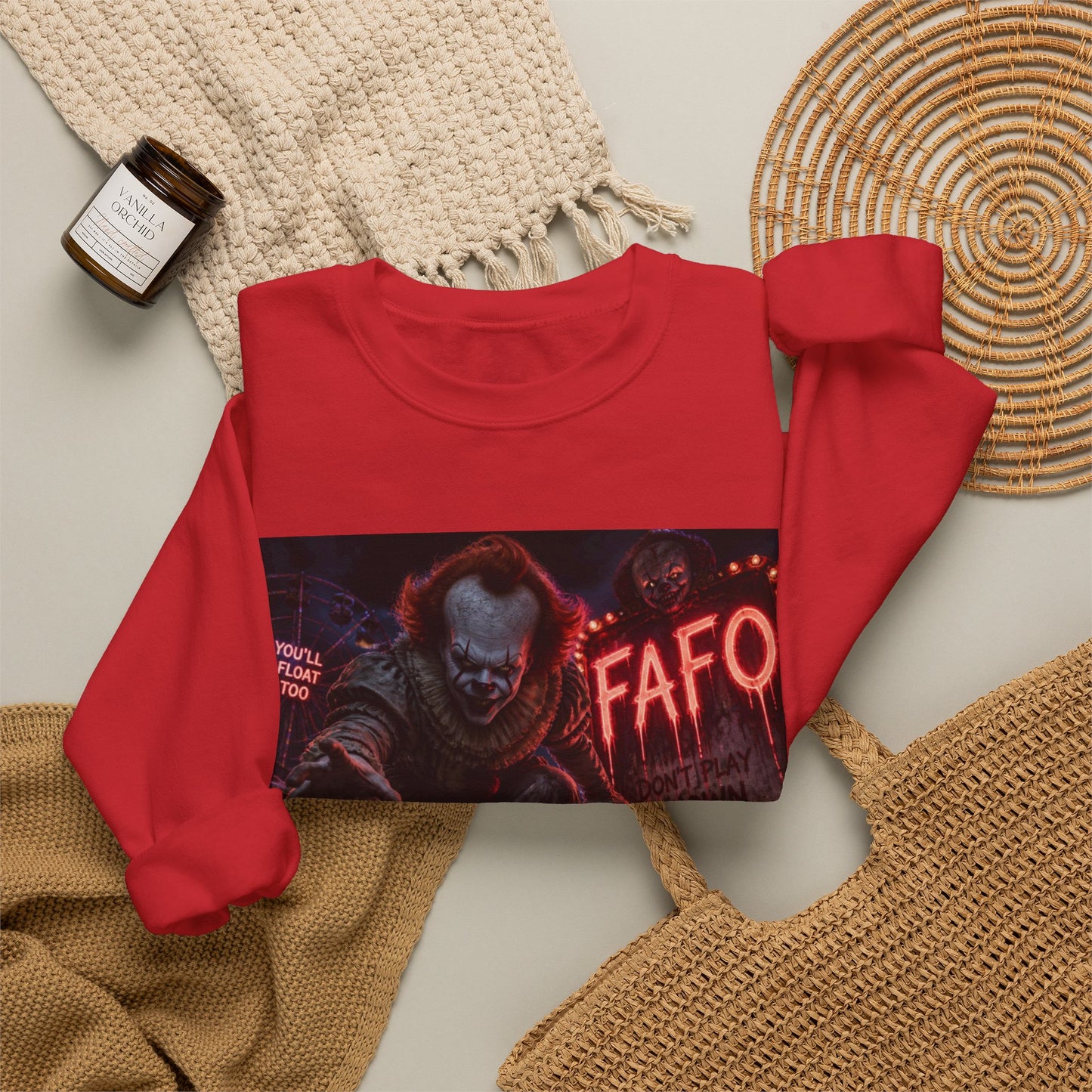 Horror Clown Crewneck Sweatshirt — 'The FAFO Society' Graphic