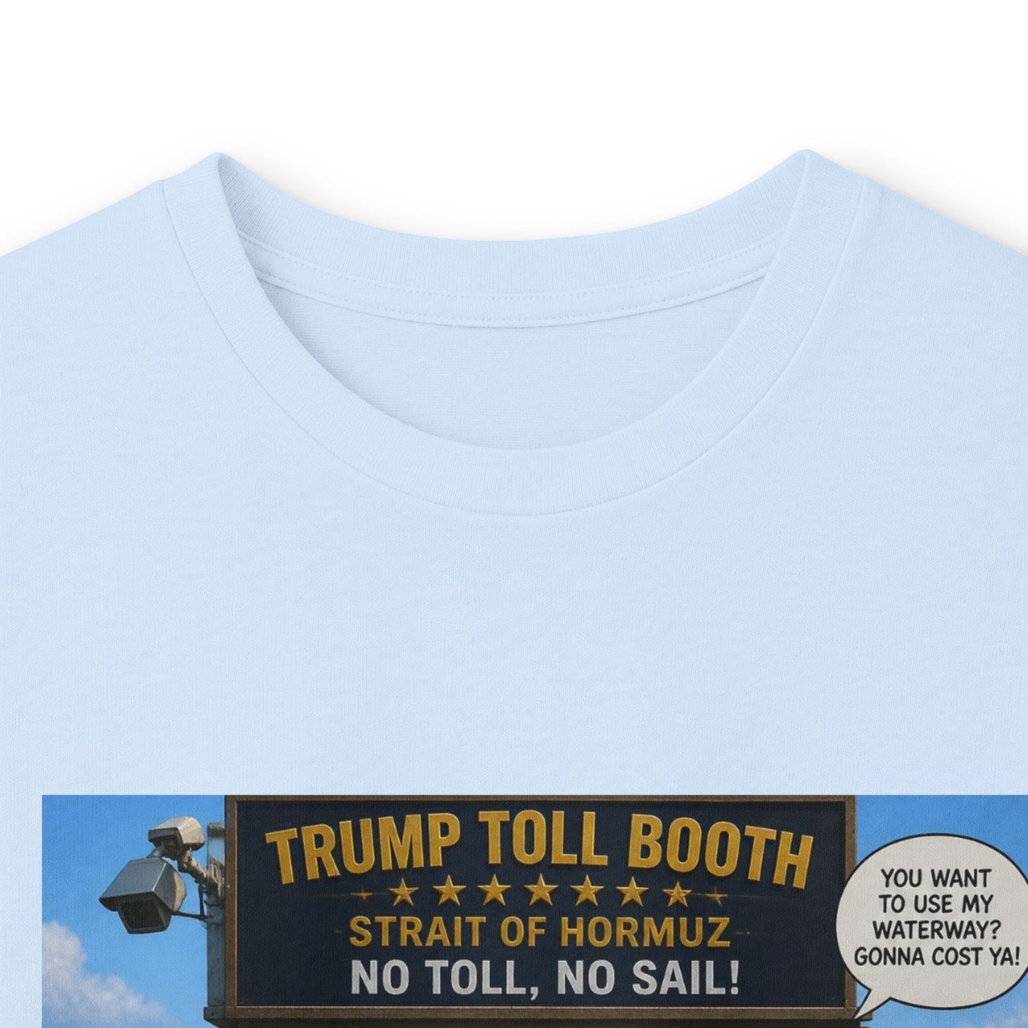 Long Sleeve Tee — Retro Arcade Collage "Trump Toll Booth" Design
