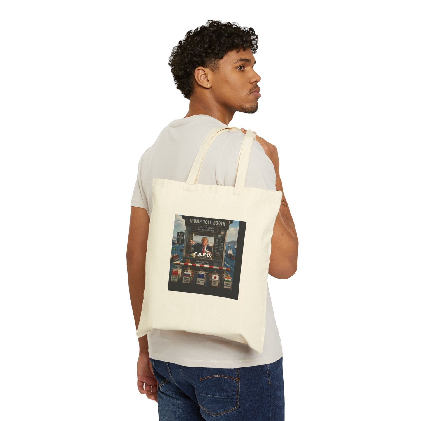 Canvas Tote Bag - Vintage Arcade 'Trump Toll Booth' Graphic