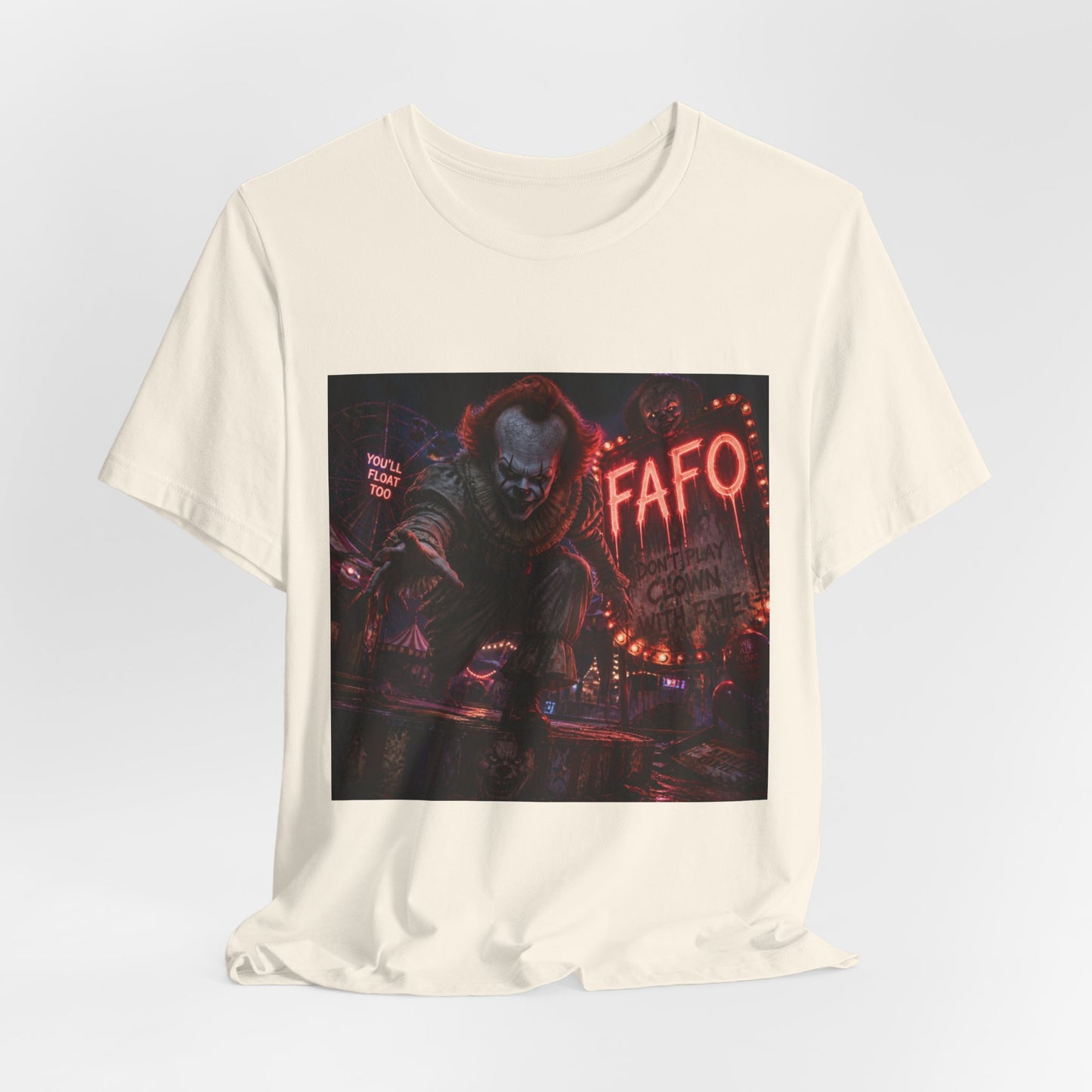 Horror Clown Graphic Tee – FAFO Neon Scare Short Sleeve T-Shirt