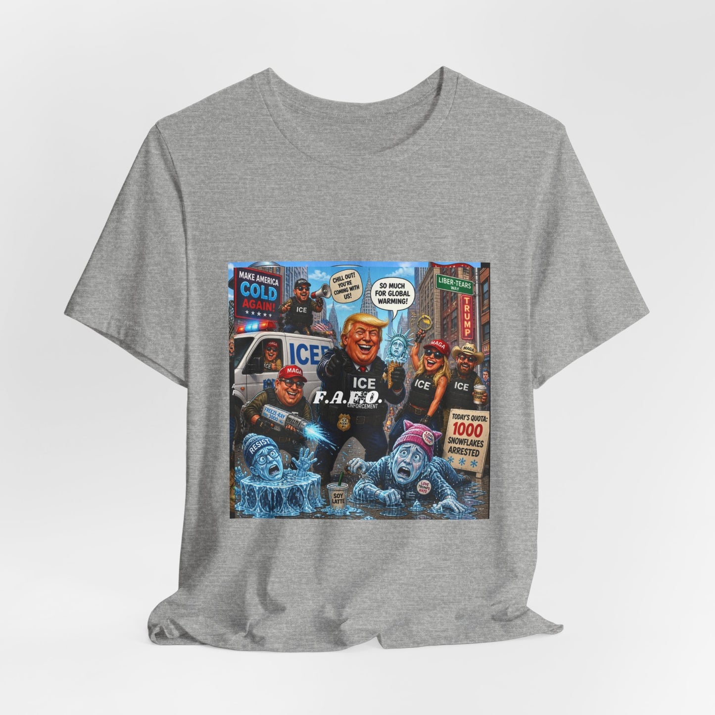 Political Satire T‑Shirt — ICE F.A.F.O. Collage Graphic Tee