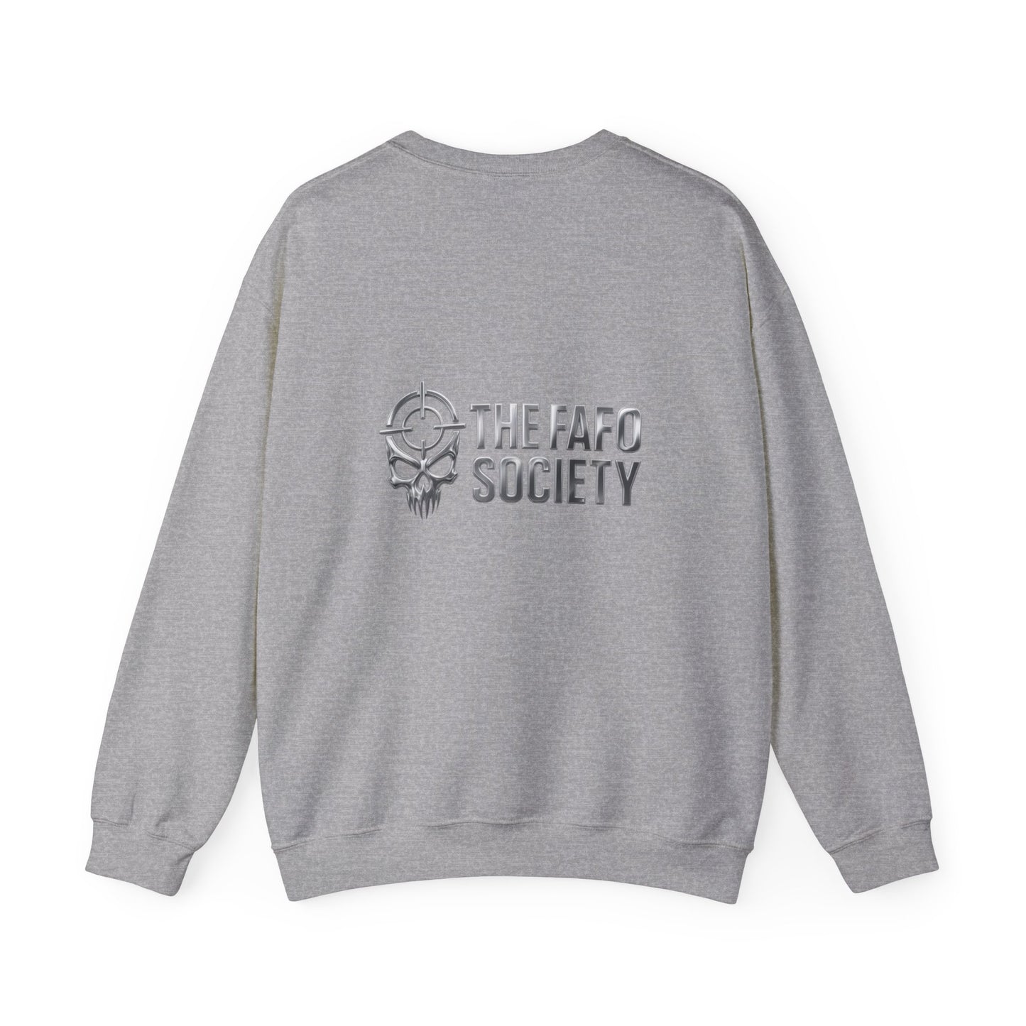 Bunny Soldier Crewneck Sweatshirt — Blue Cartoon Bunny with Rifle (The FAFO Society)