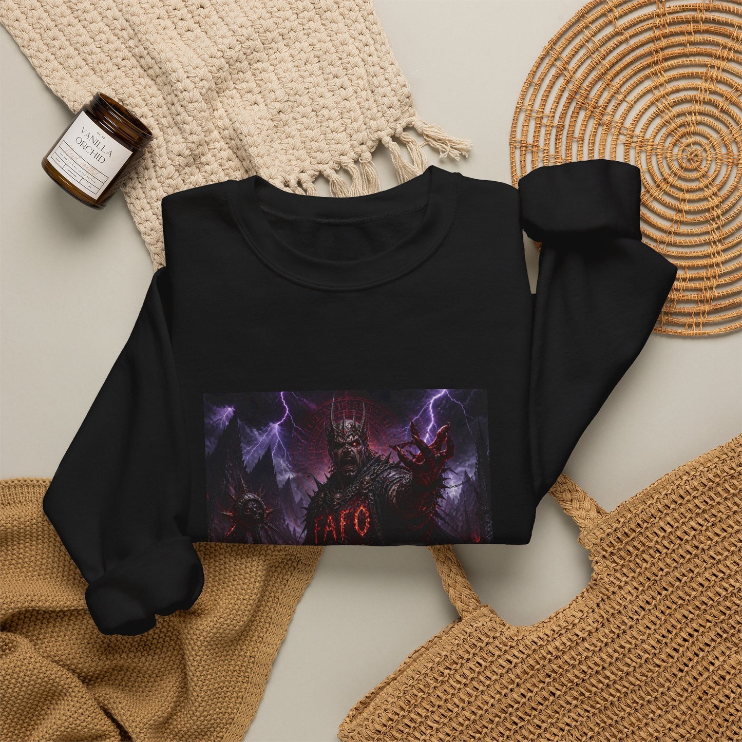 Satanic Demon Horror Crewneck Sweatshirt – 'Go' Graphic