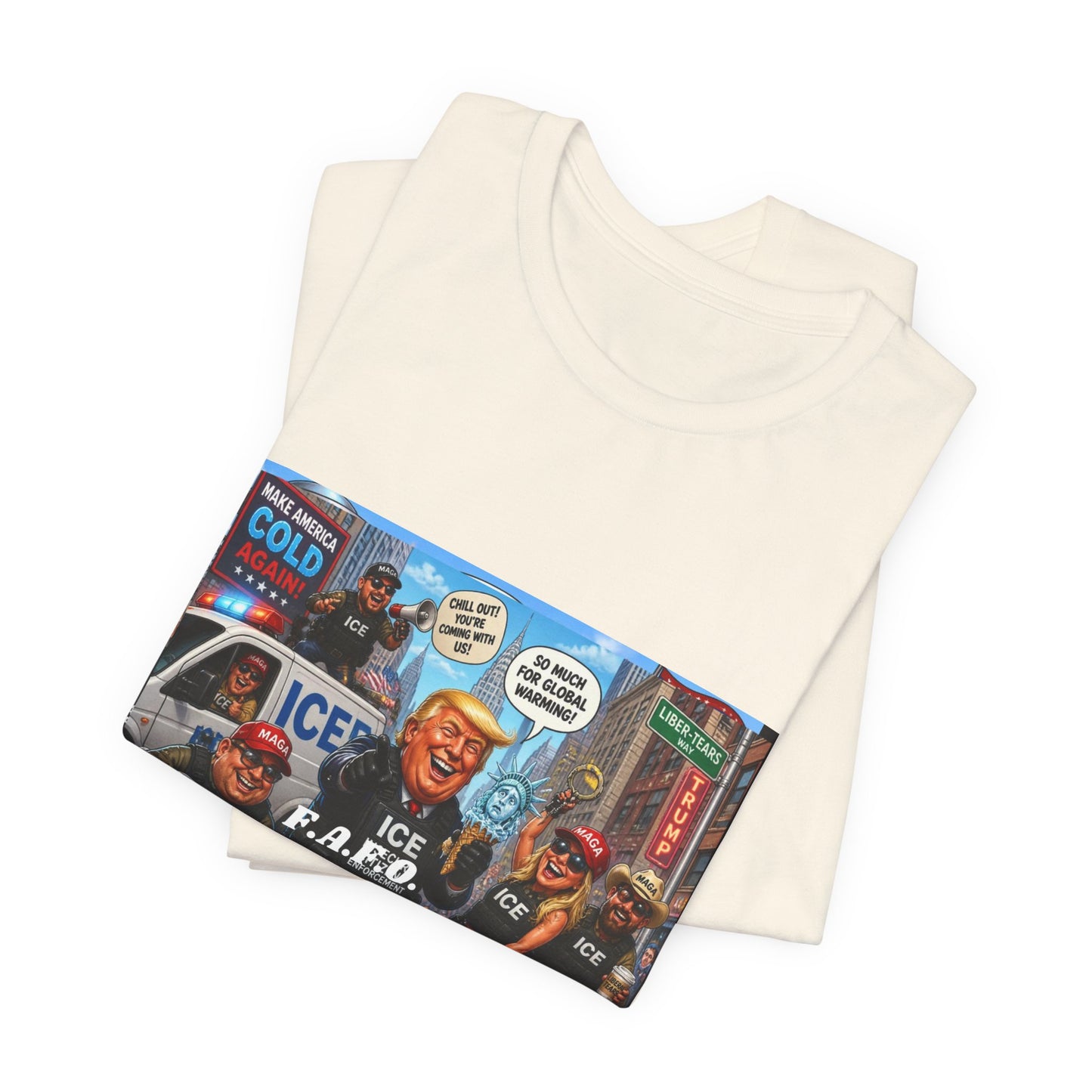 Political Satire T‑Shirt — ICE F.A.F.O. Collage Graphic Tee