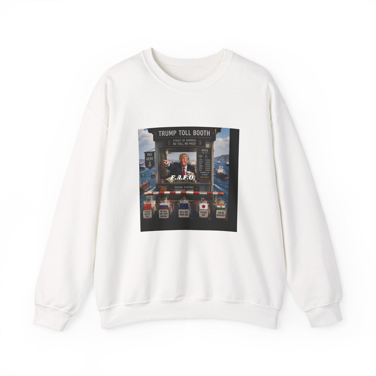 Crewneck Sweatshirt — 'Trump Toll Booth' Graphic Political Crewneck