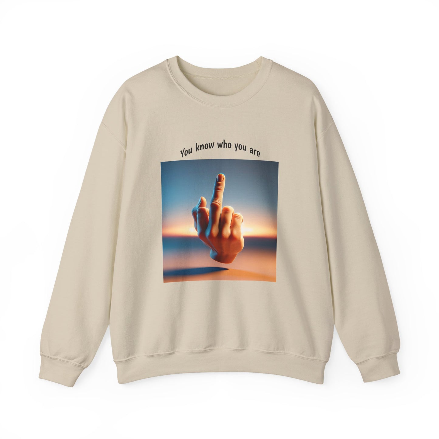 Crewneck Sweatshirt – Sunset Middle Finger Photo "Same to You" Graphic