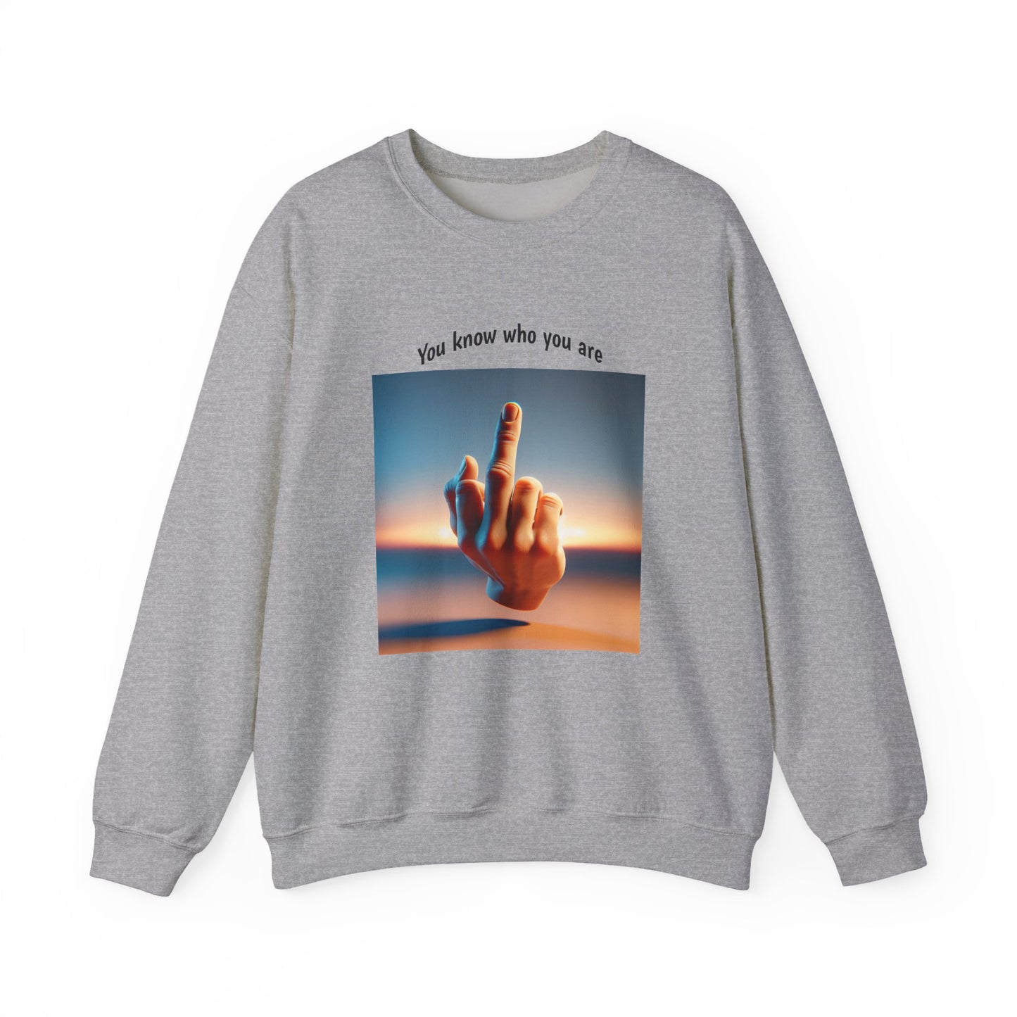 Crewneck Sweatshirt – Sunset Middle Finger Photo "Same to You" Graphic