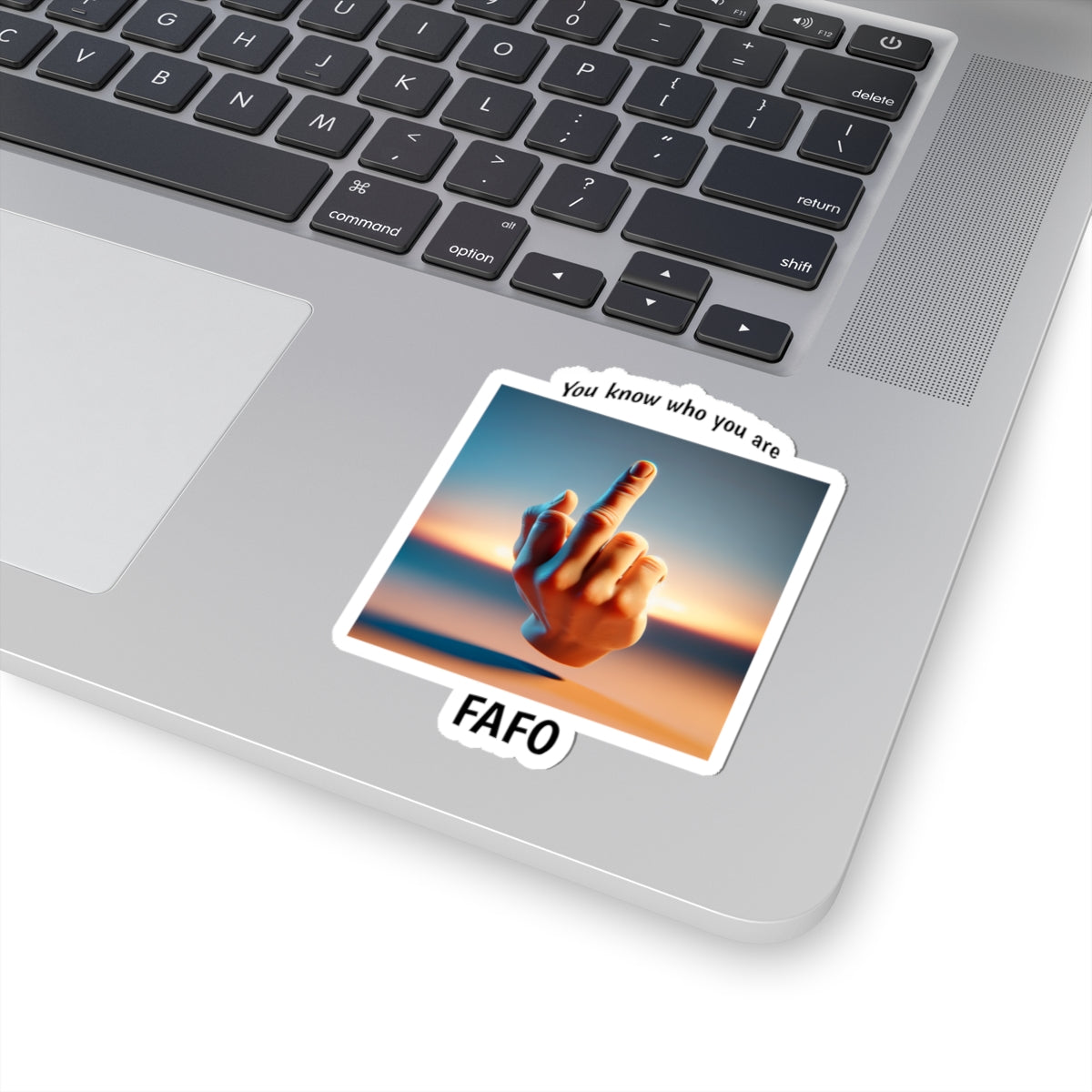 Kiss-Cut Sticker — FAFO Middle Finger Photo with “You know who you are” Caption
