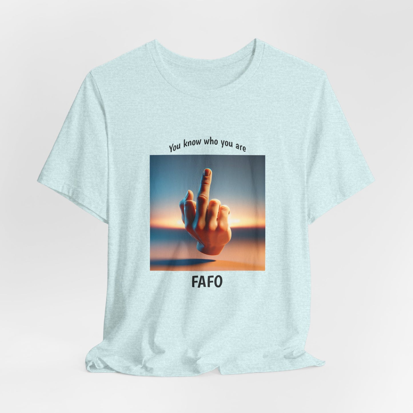 Sunset Middle Finger Graphic Tee – 'FAHO' Casual Statement T-Shirt