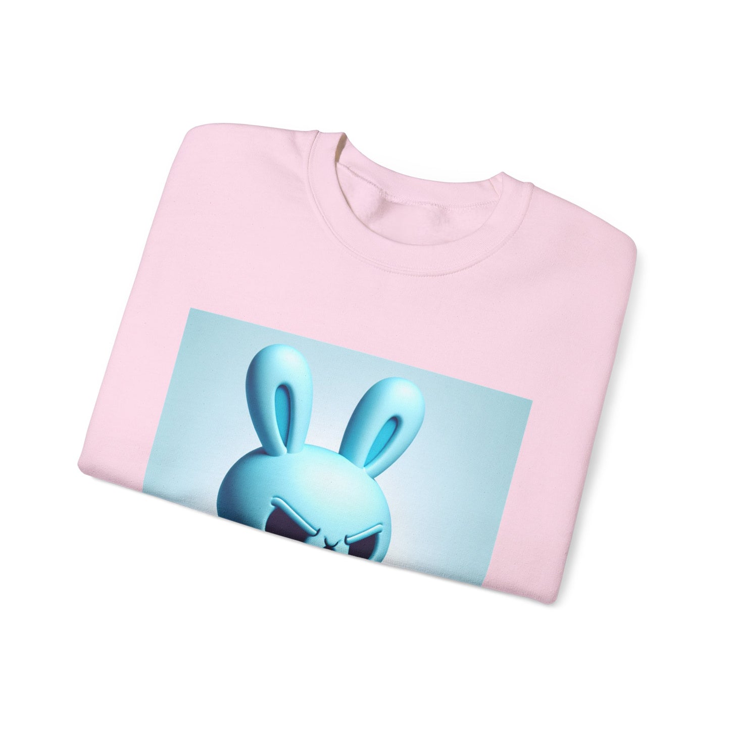 Bunny Soldier Crewneck Sweatshirt — Blue Cartoon Bunny with Rifle (The FAFO Society)