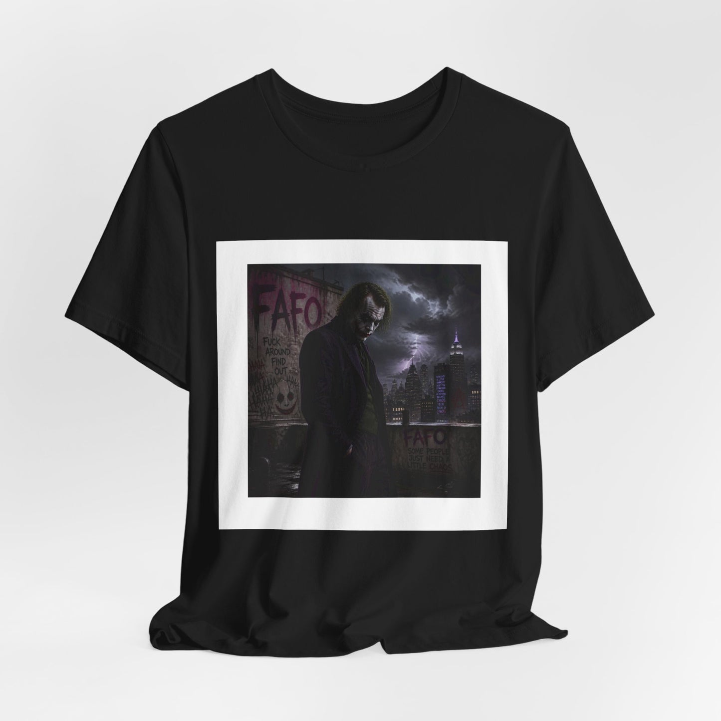 Dark Cityscape Graphic Tee — Moody Joker Night Design