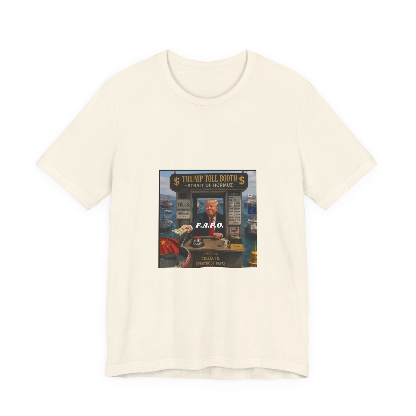 Political Satire Tee — "Trump Toll Booth" Graphic Shirt