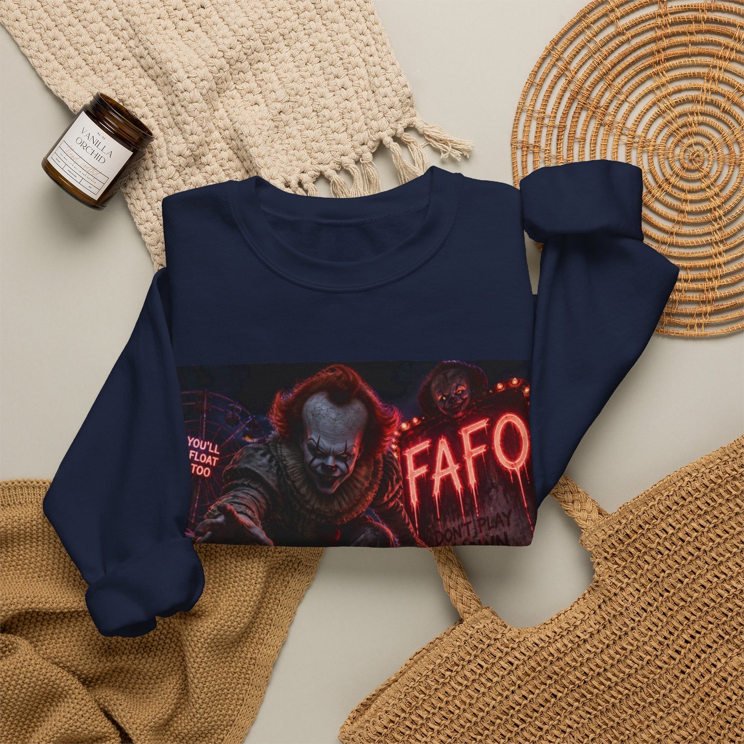 Horror Clown Crewneck Sweatshirt — 'The FAFO Society' Graphic