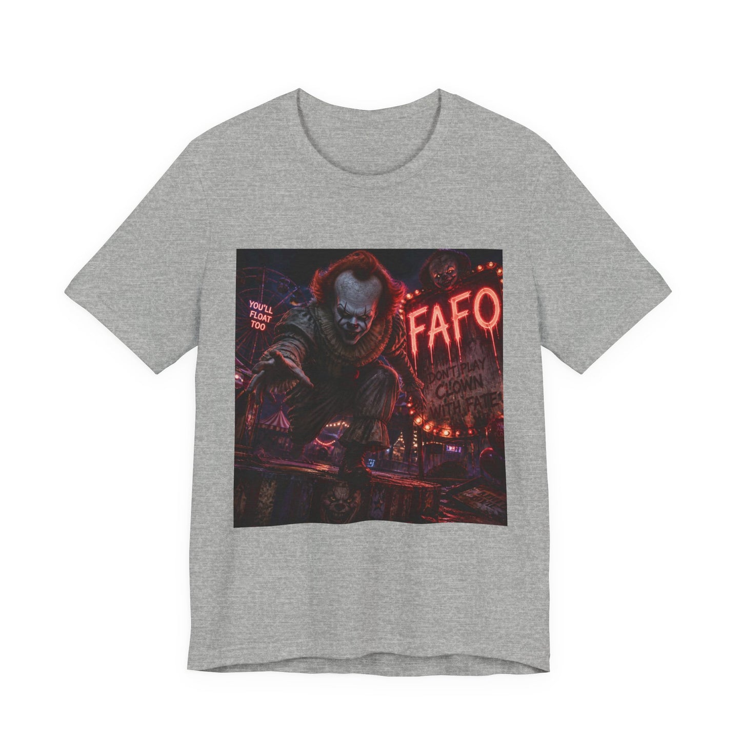 Horror Clown Graphic Tee — 'FAFO' Neon Carnival T-Shirt
