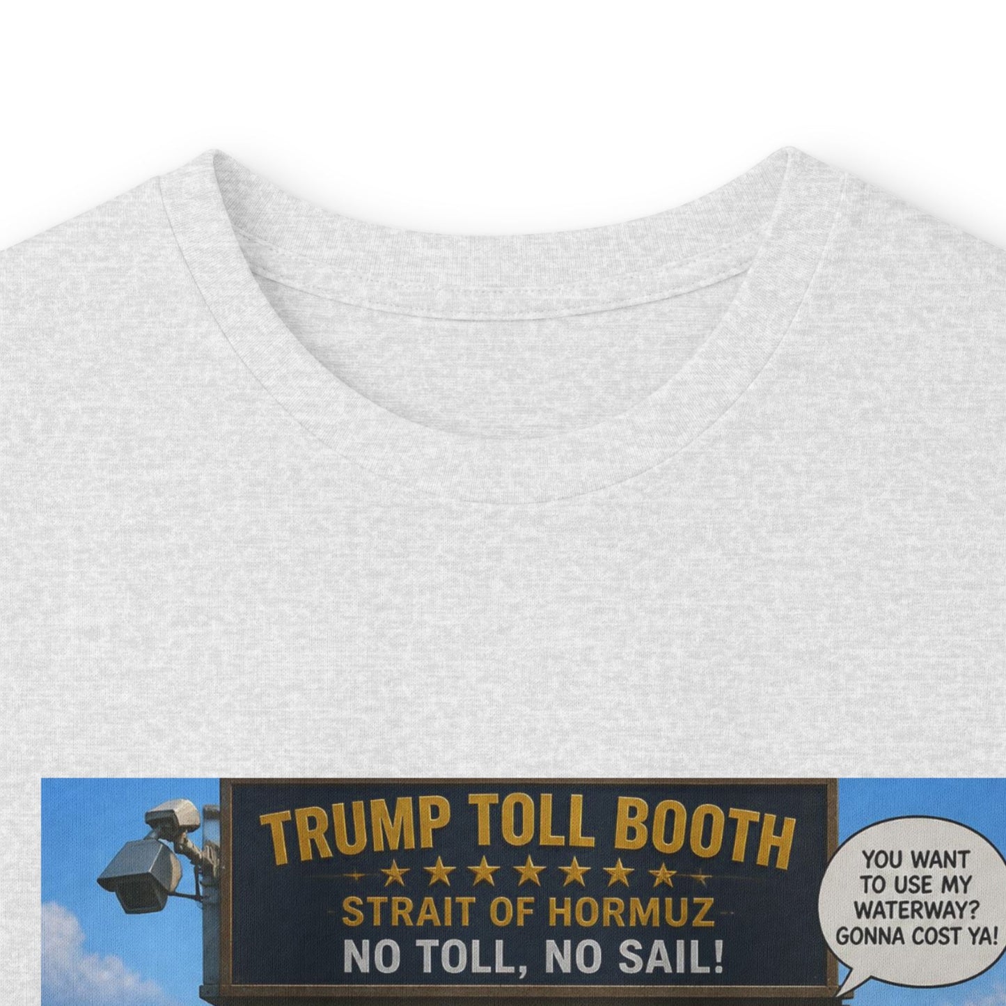 Long Sleeve Tee — Retro Arcade Collage "Trump Toll Booth" Design