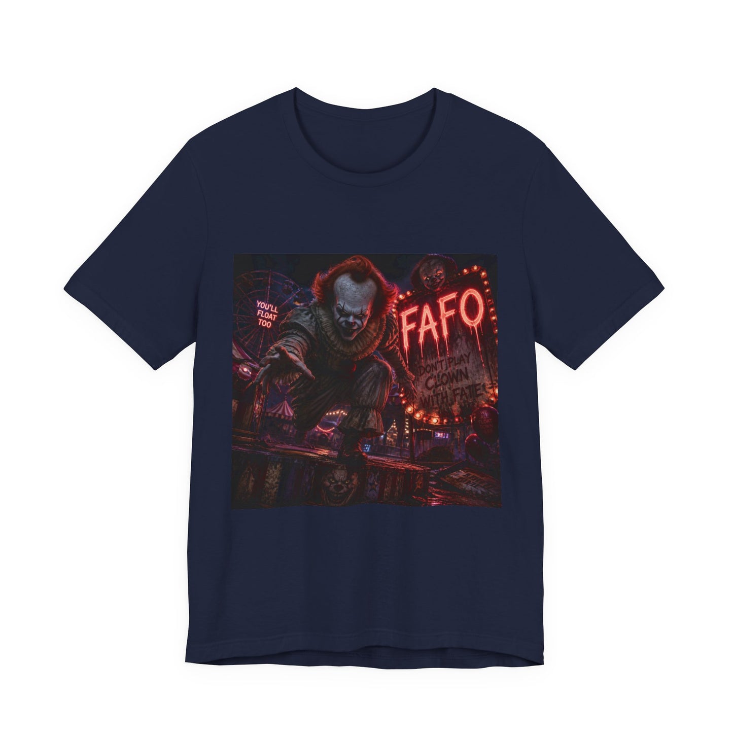 Horror Clown Graphic Tee – FAFO Neon Scare Short Sleeve T-Shirt