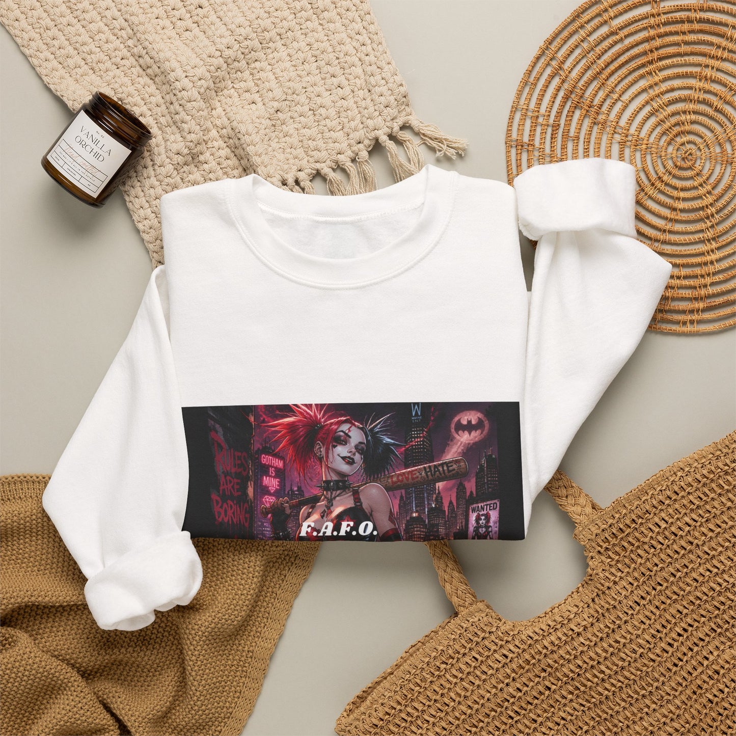 Crewneck Sweatshirt — The Fafc Society Gothic Harley-Style Art Pullover