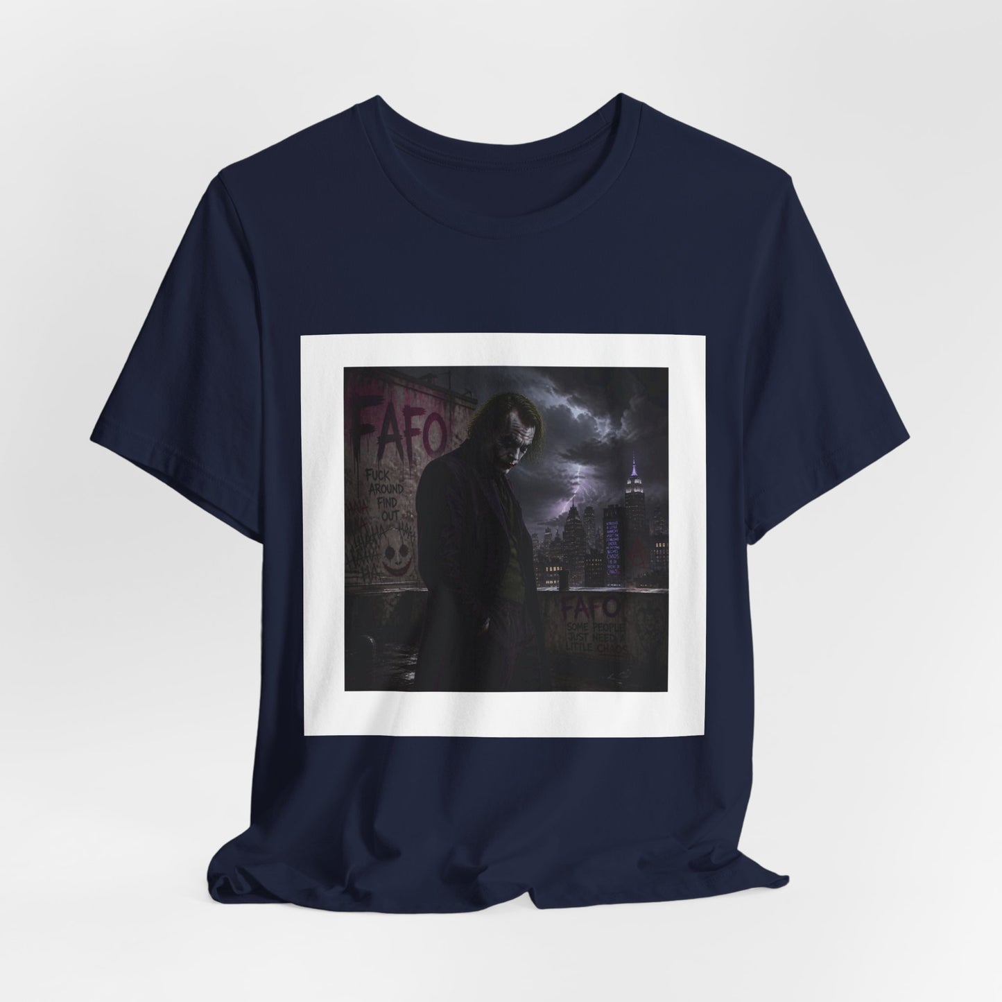 Dark Cityscape Graphic Tee — Moody Joker Night Design