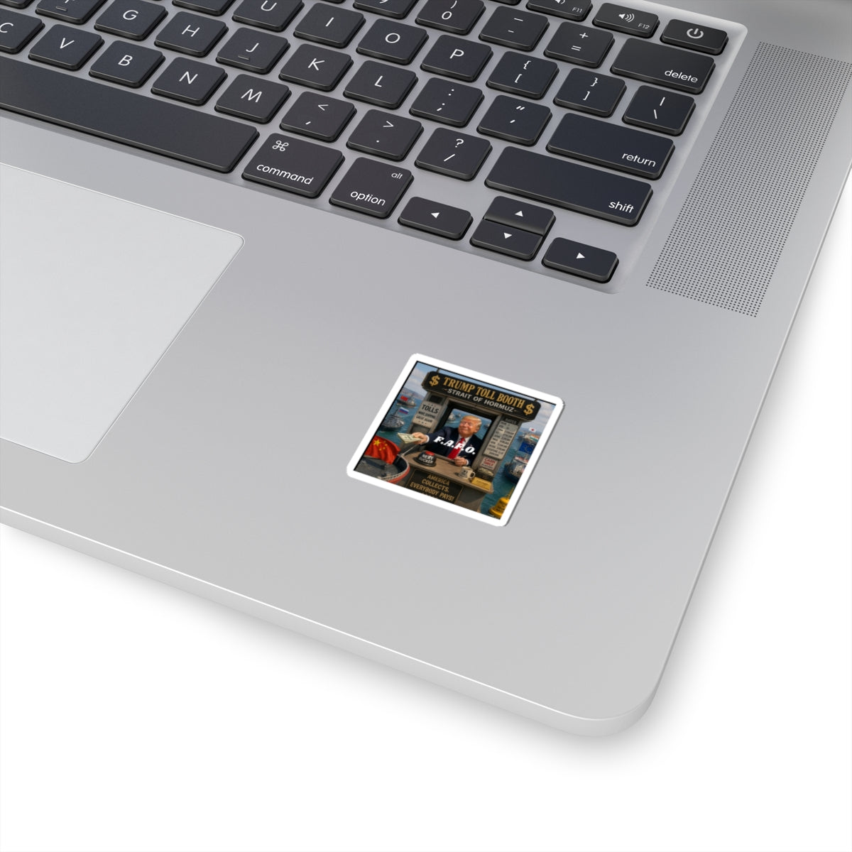 Political Sticker — "Trump Toll Booth: Strait of Hormuz" Kiss-Cut Sticker
