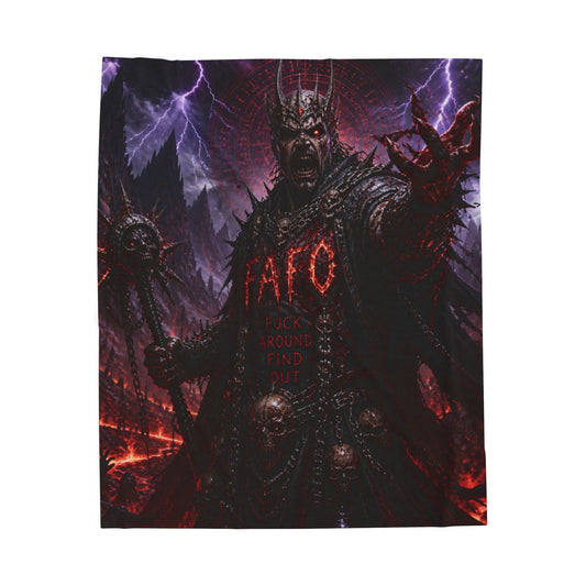 Demonic King Velveteen Plush Blanket — Dark Fantasy Goth Throw