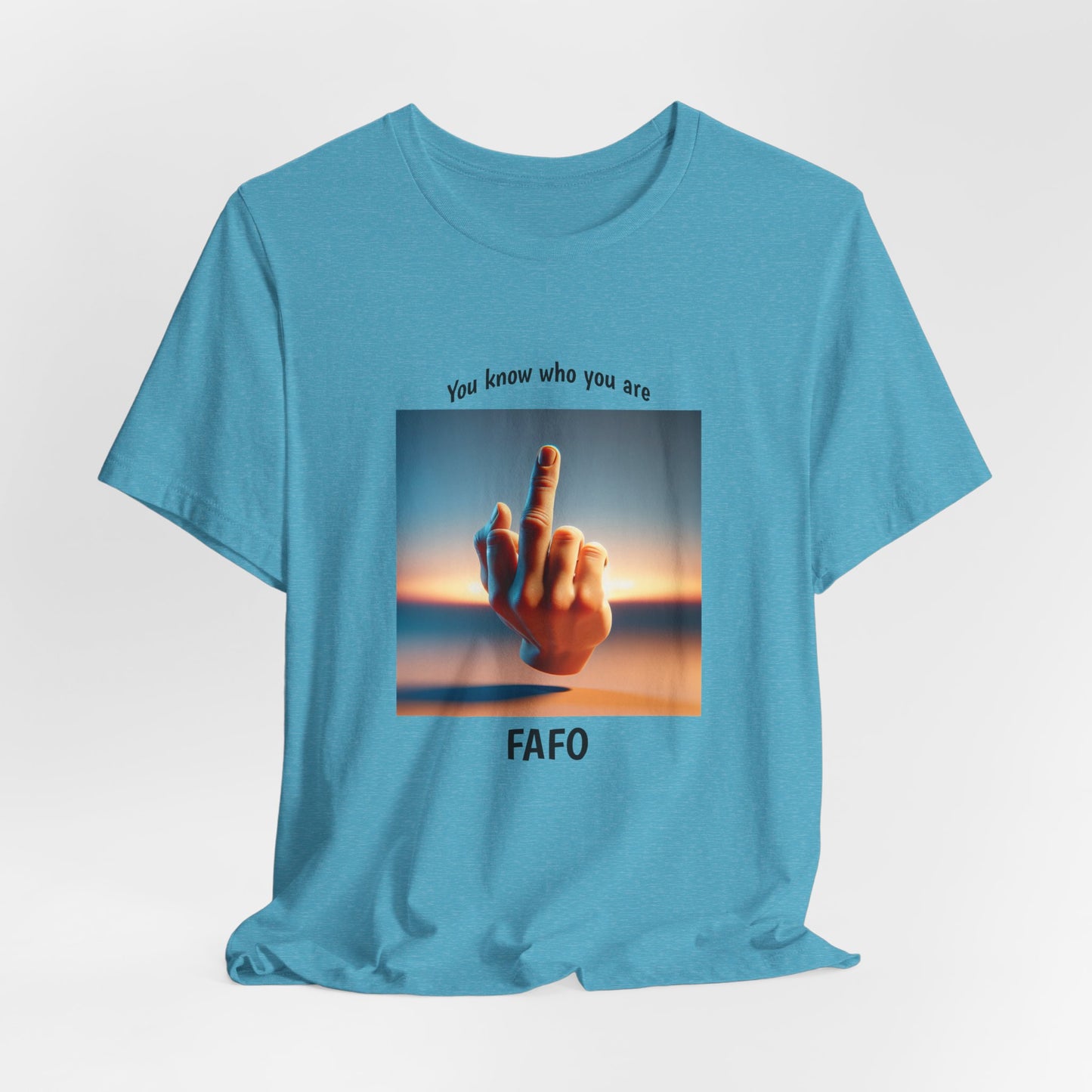 Sunset Middle Finger Graphic Tee – 'FAHO' Casual Statement T-Shirt