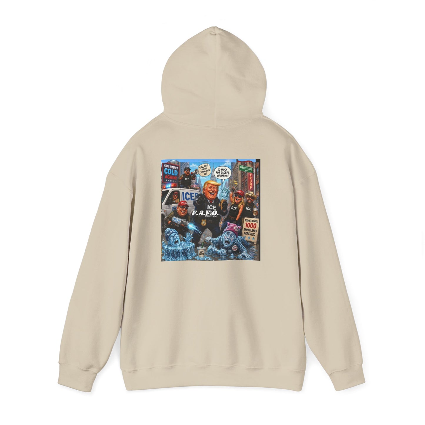 Political Collage Hoodie — Vintage Protest Pop-Art Sweatshirt (ICE, MAGA, 2020s)