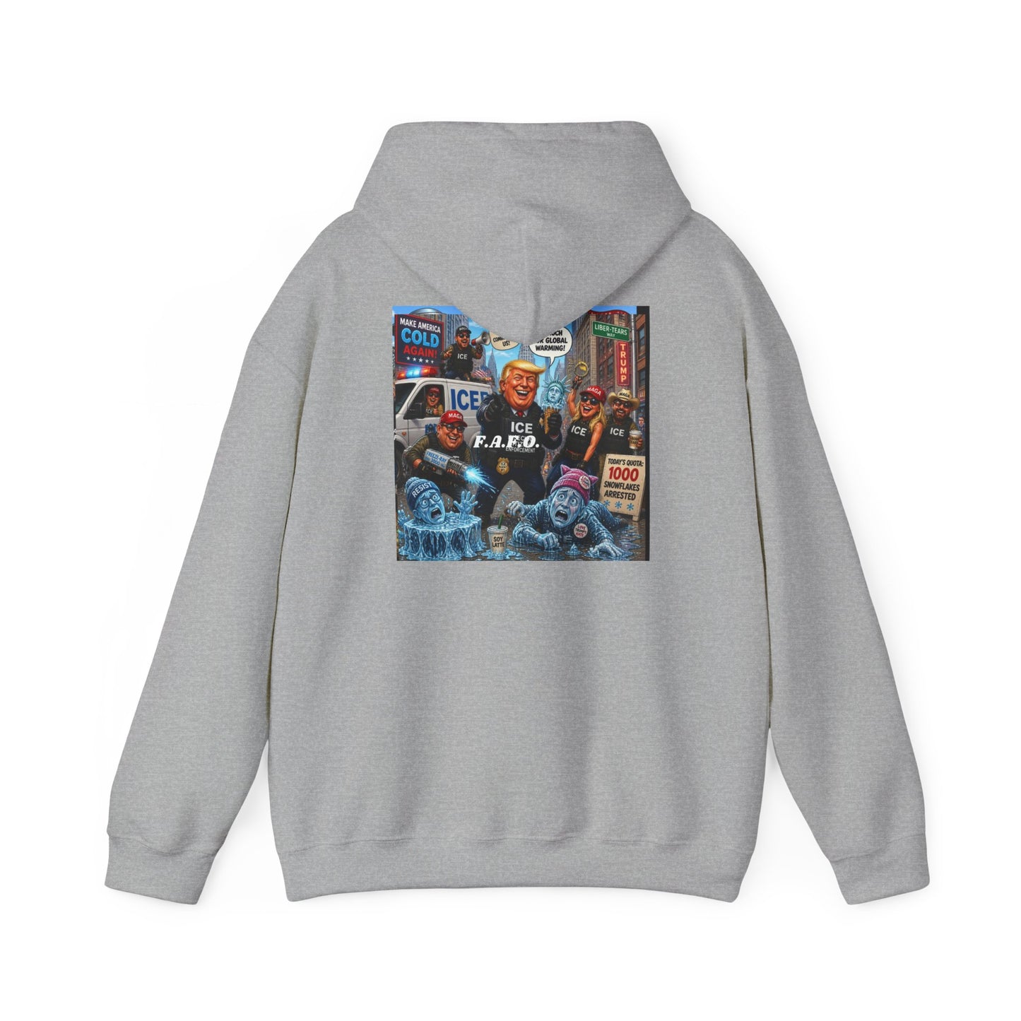 Political Collage Hoodie — Vintage Protest Pop-Art Sweatshirt (ICE, MAGA, 2020s)