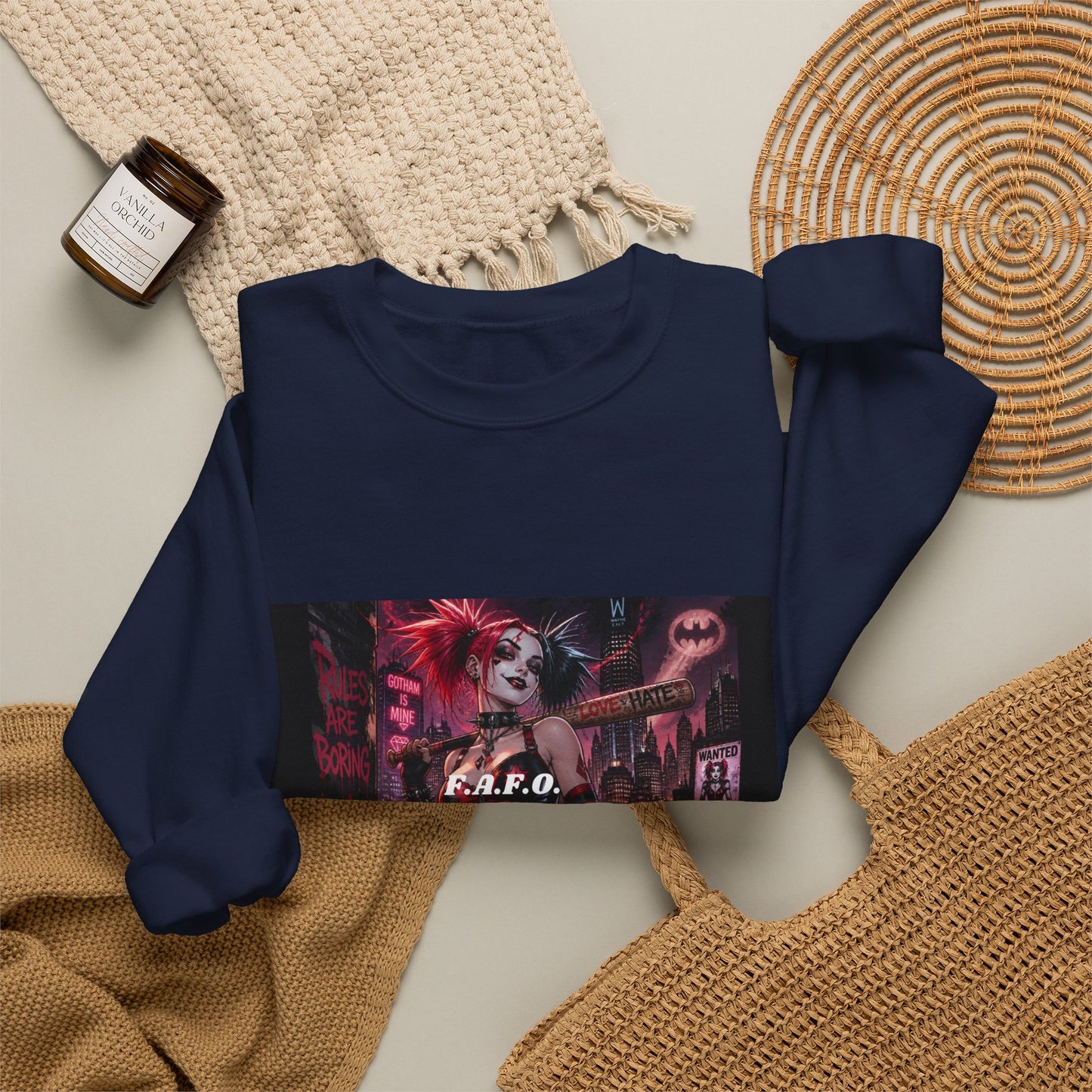 Crewneck Sweatshirt — The Fafc Society Gothic Harley-Style Art Pullover