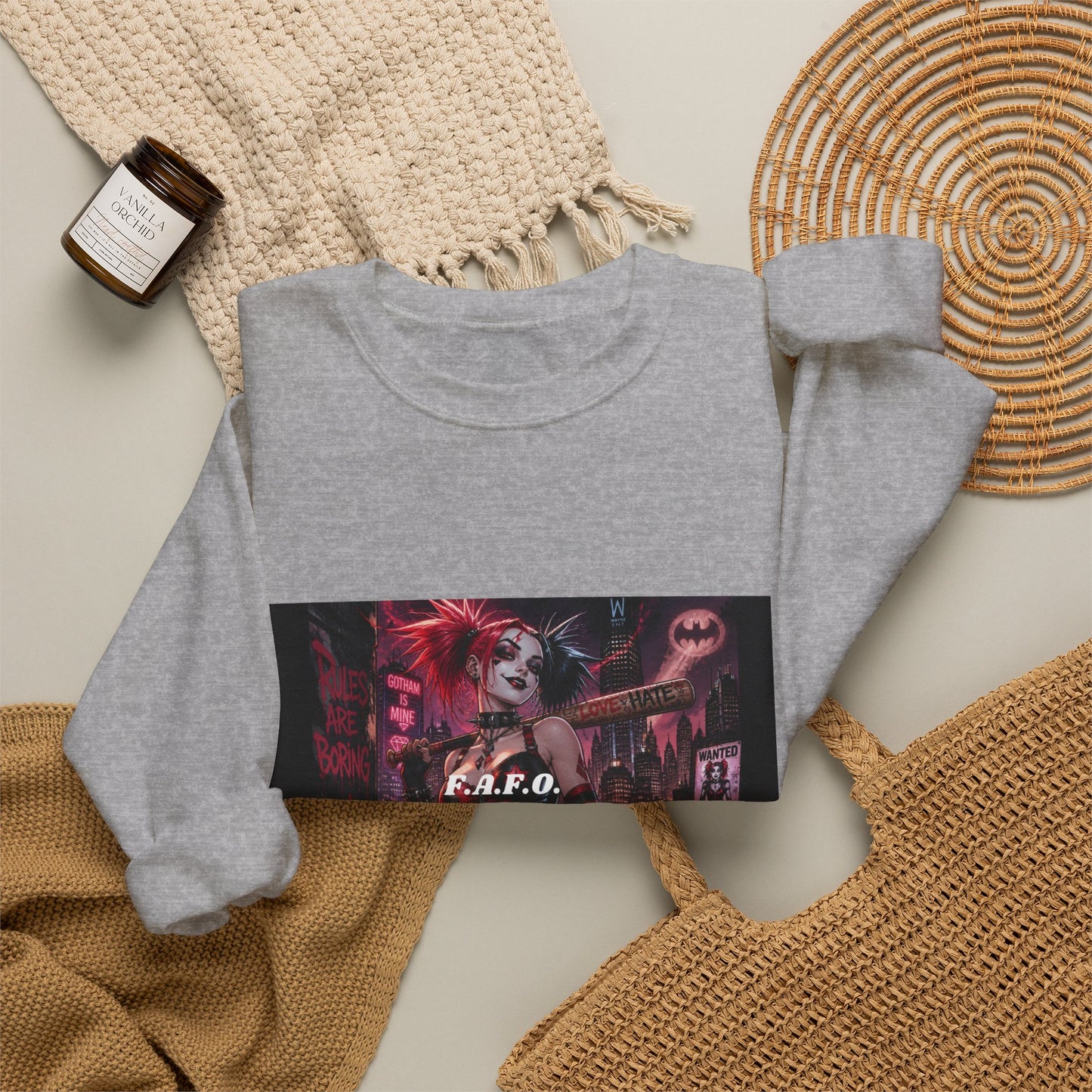Crewneck Sweatshirt — The Fafc Society Gothic Harley-Style Art Pullover