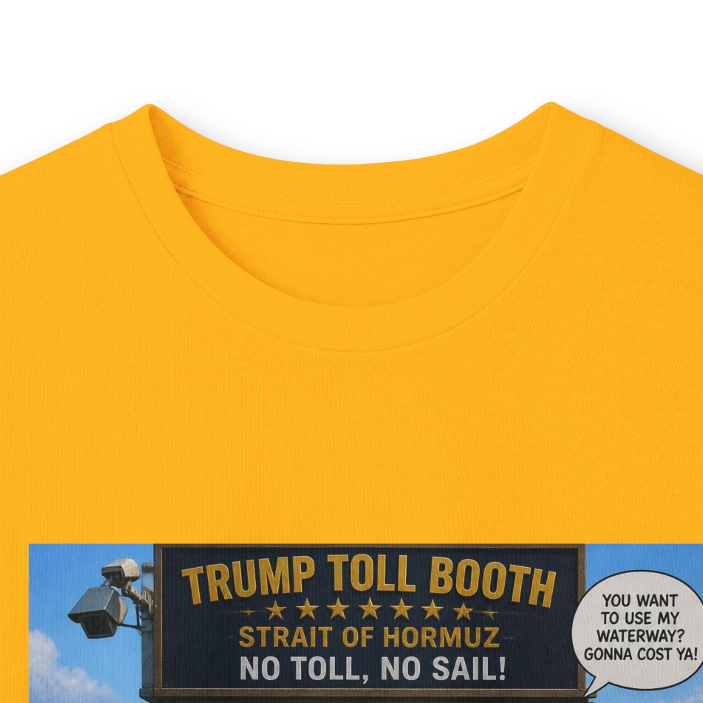 Long Sleeve Tee — Retro Arcade Collage "Trump Toll Booth" Design