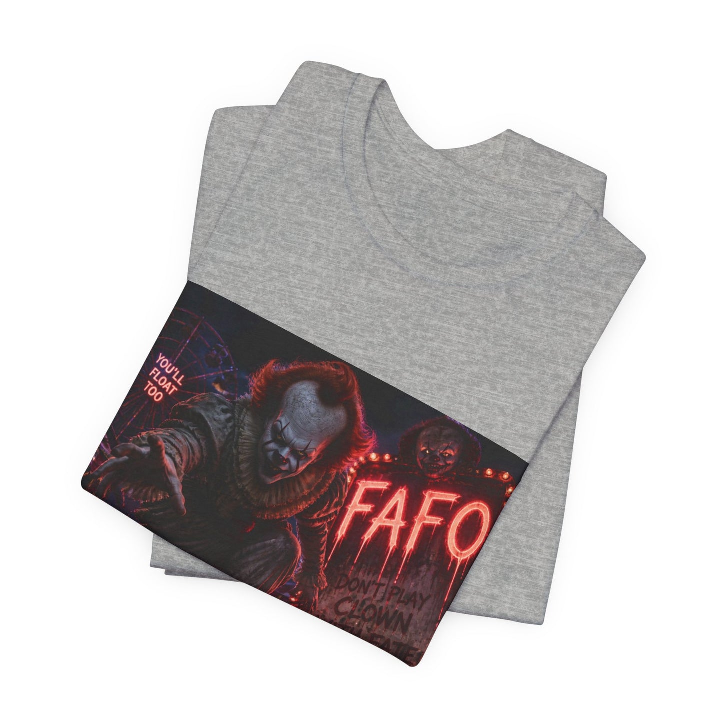 Horror Clown Graphic Tee – FAFO Neon Scare Short Sleeve T-Shirt
