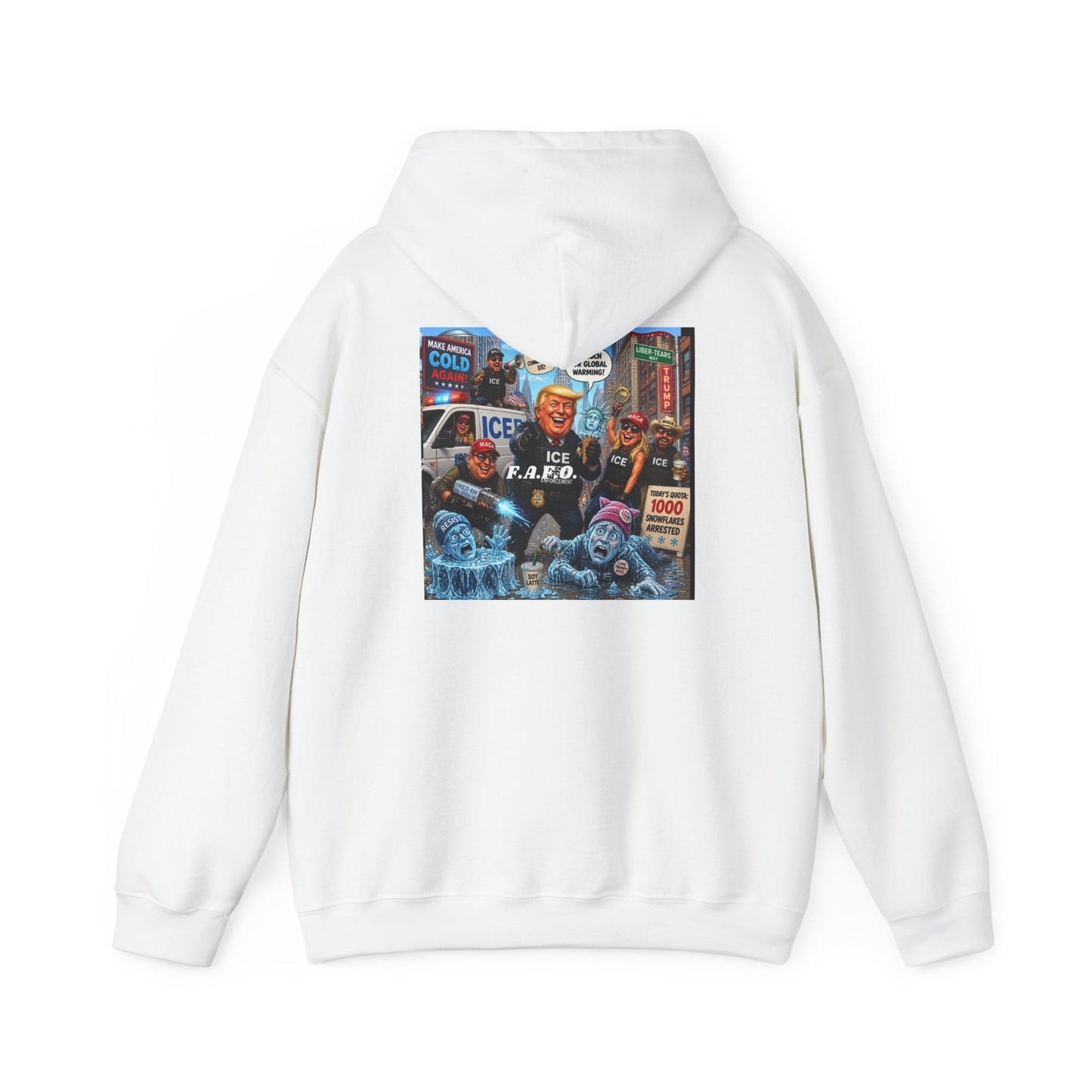 Political Collage Hoodie — Vintage Protest Pop-Art Sweatshirt (ICE, MAGA, 2020s)
