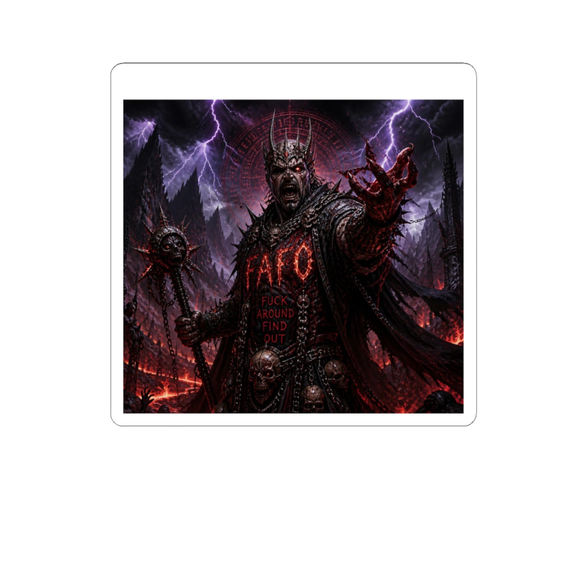 Dark King Sticker — FAFO Gothic Horror Kiss-Cut Decal for Laptops & Gear