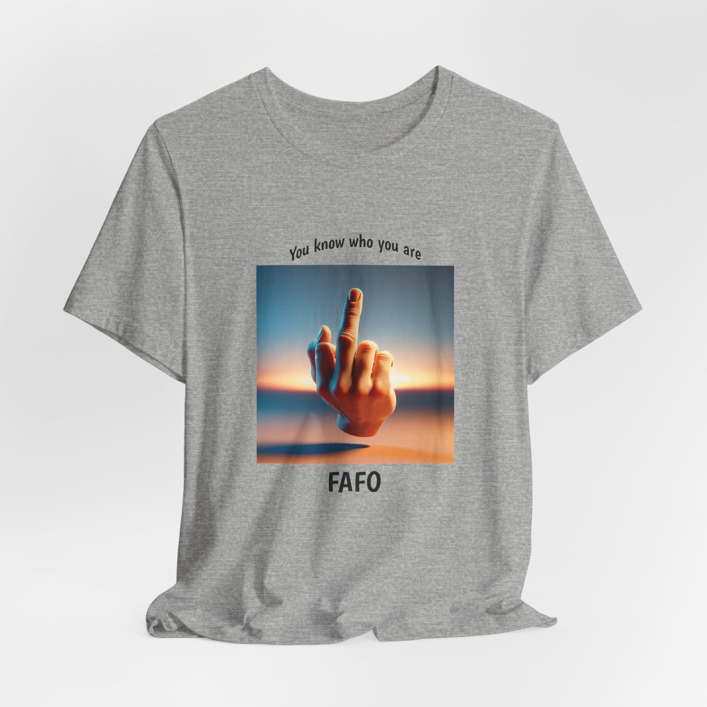 Sunset Middle Finger Graphic Tee – 'FAHO' Casual Statement T-Shirt