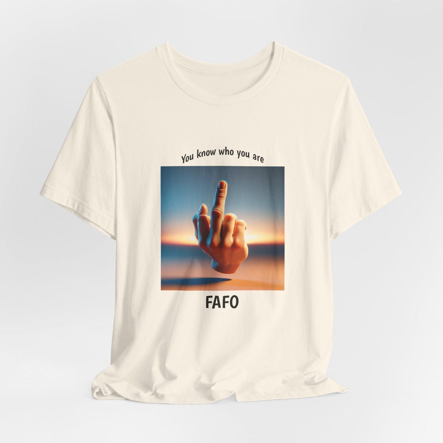 Sunset Middle Finger Graphic Tee – 'FAHO' Casual Statement T-Shirt