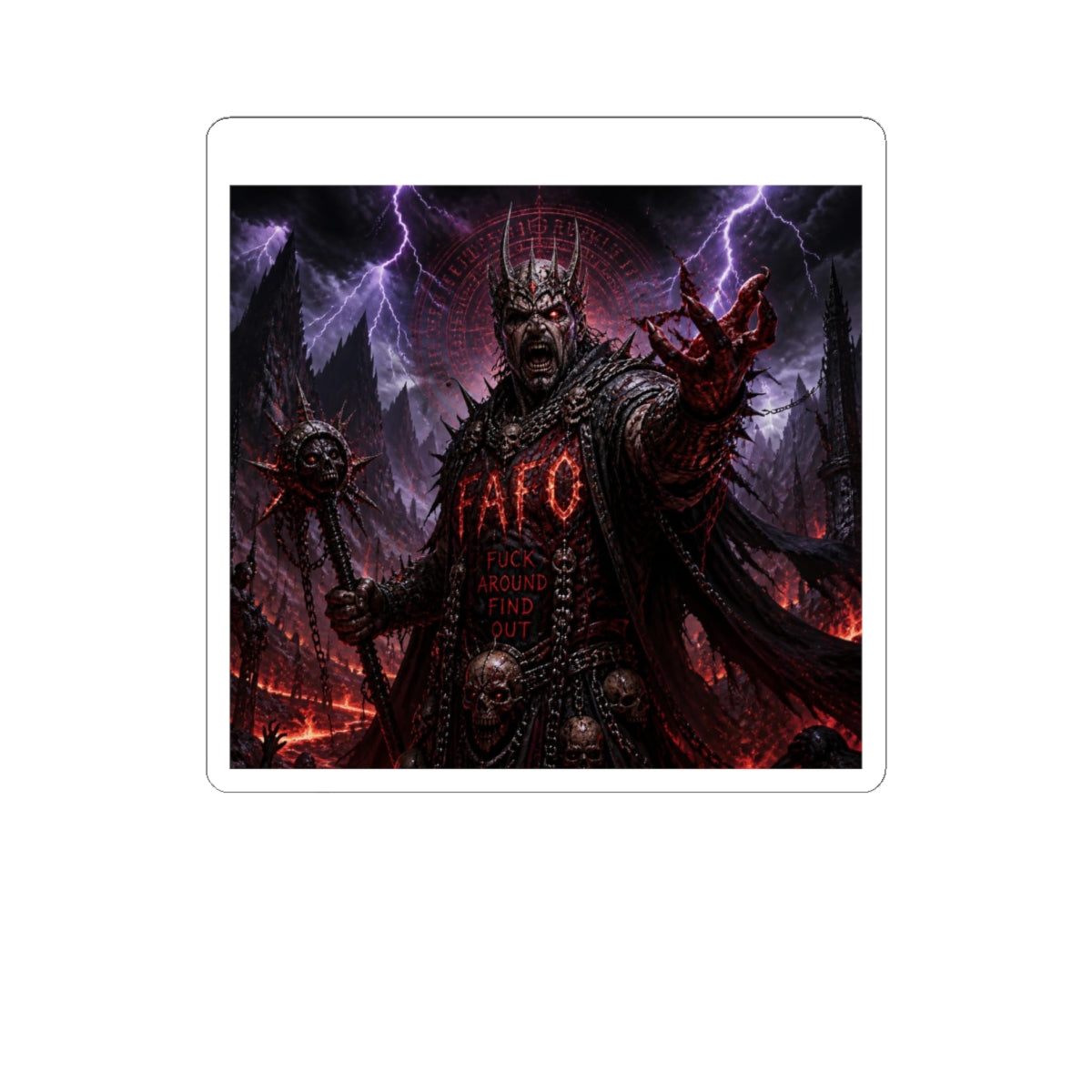 Dark King Sticker — FAFO Gothic Horror Kiss-Cut Decal for Laptops & Gear