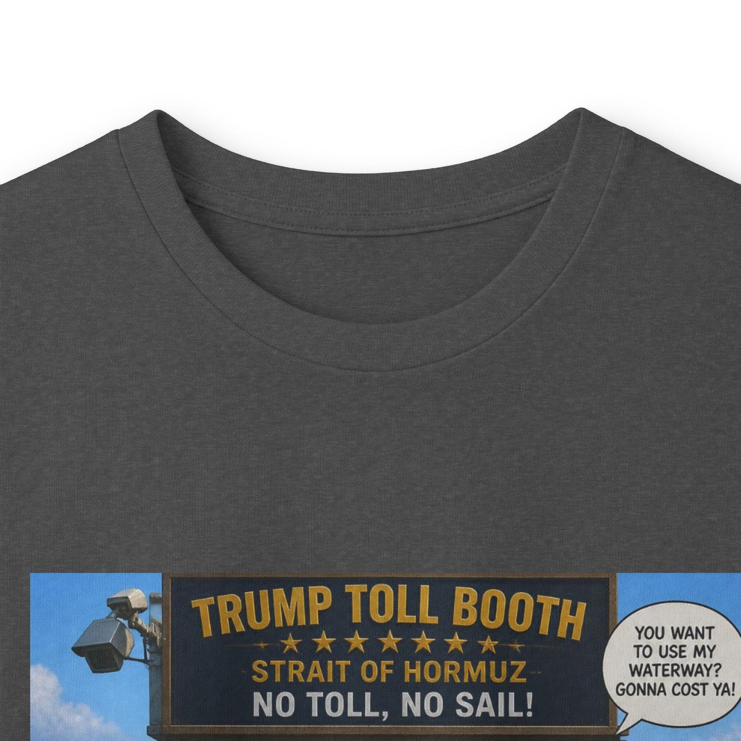Long Sleeve Tee — Retro Arcade Collage "Trump Toll Booth" Design