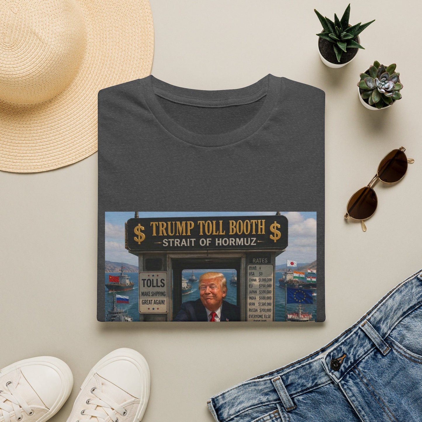 T-Shirt — "Trump Toll Booth: Strait of Hormuz" Political Graphic Tee