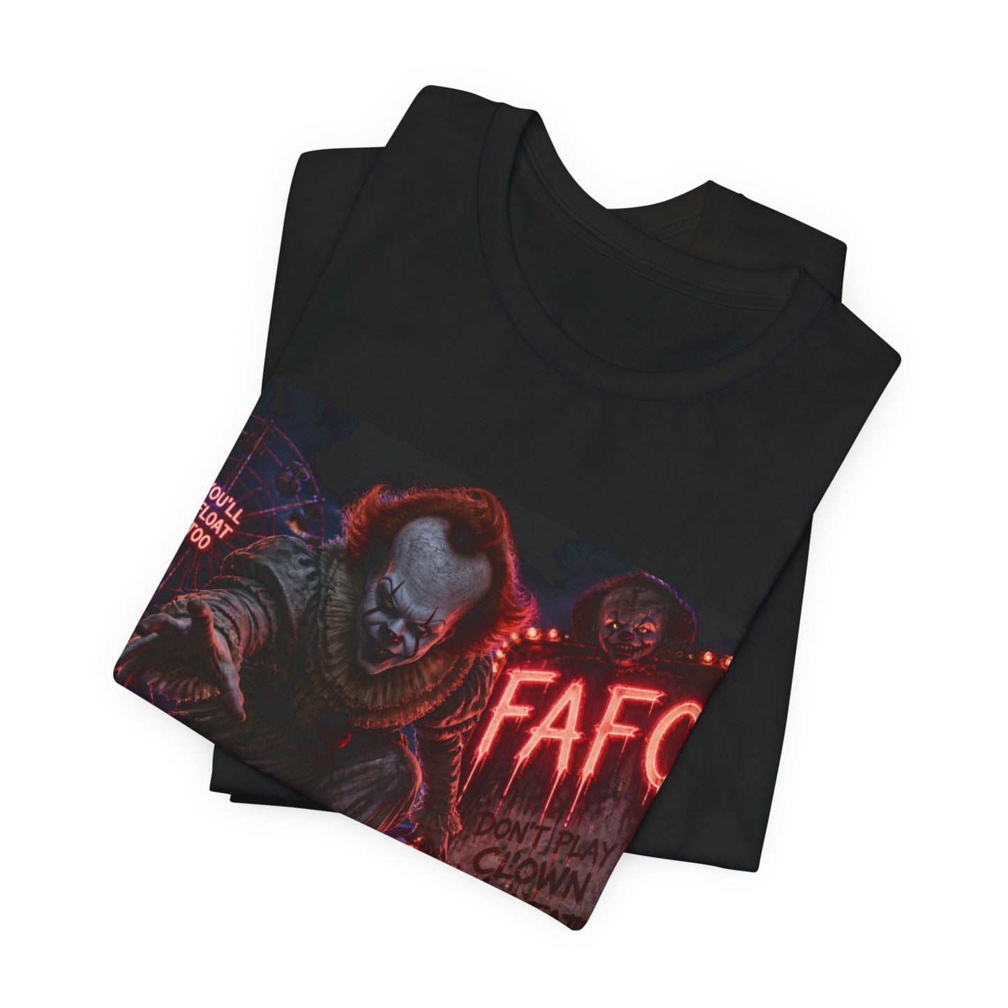 Horror Clown Graphic Tee — 'FAFO' Neon Carnival T-Shirt