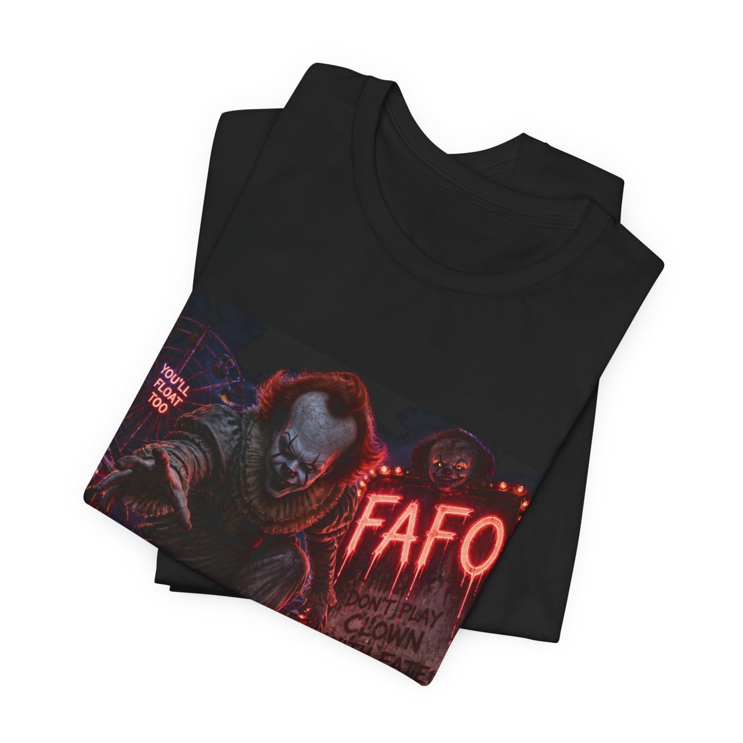 Horror Clown Graphic Tee – FAFO Neon Scare Short Sleeve T-Shirt